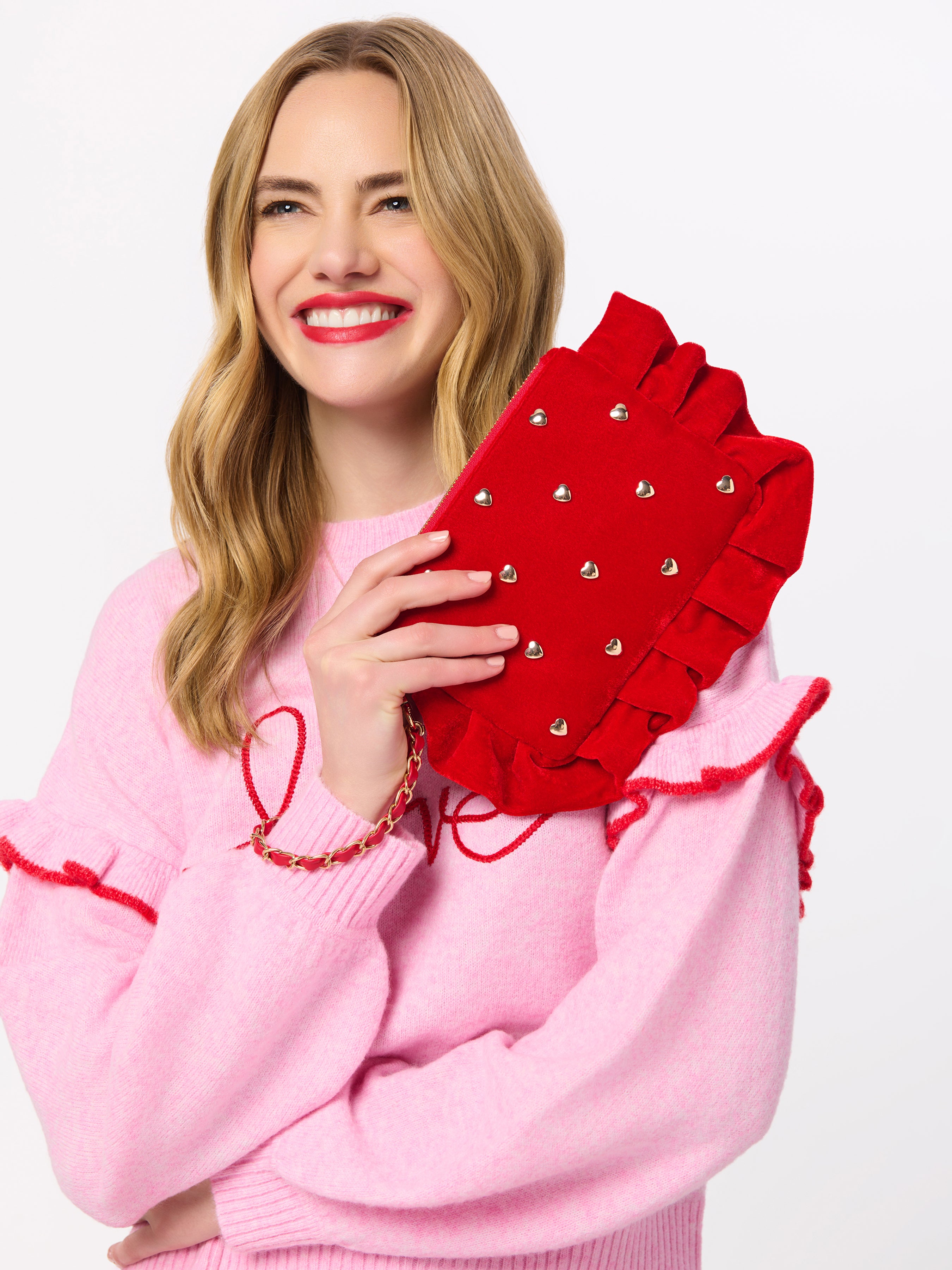 Shiraleah Love Ruffle Wristlet SCARLET / OS