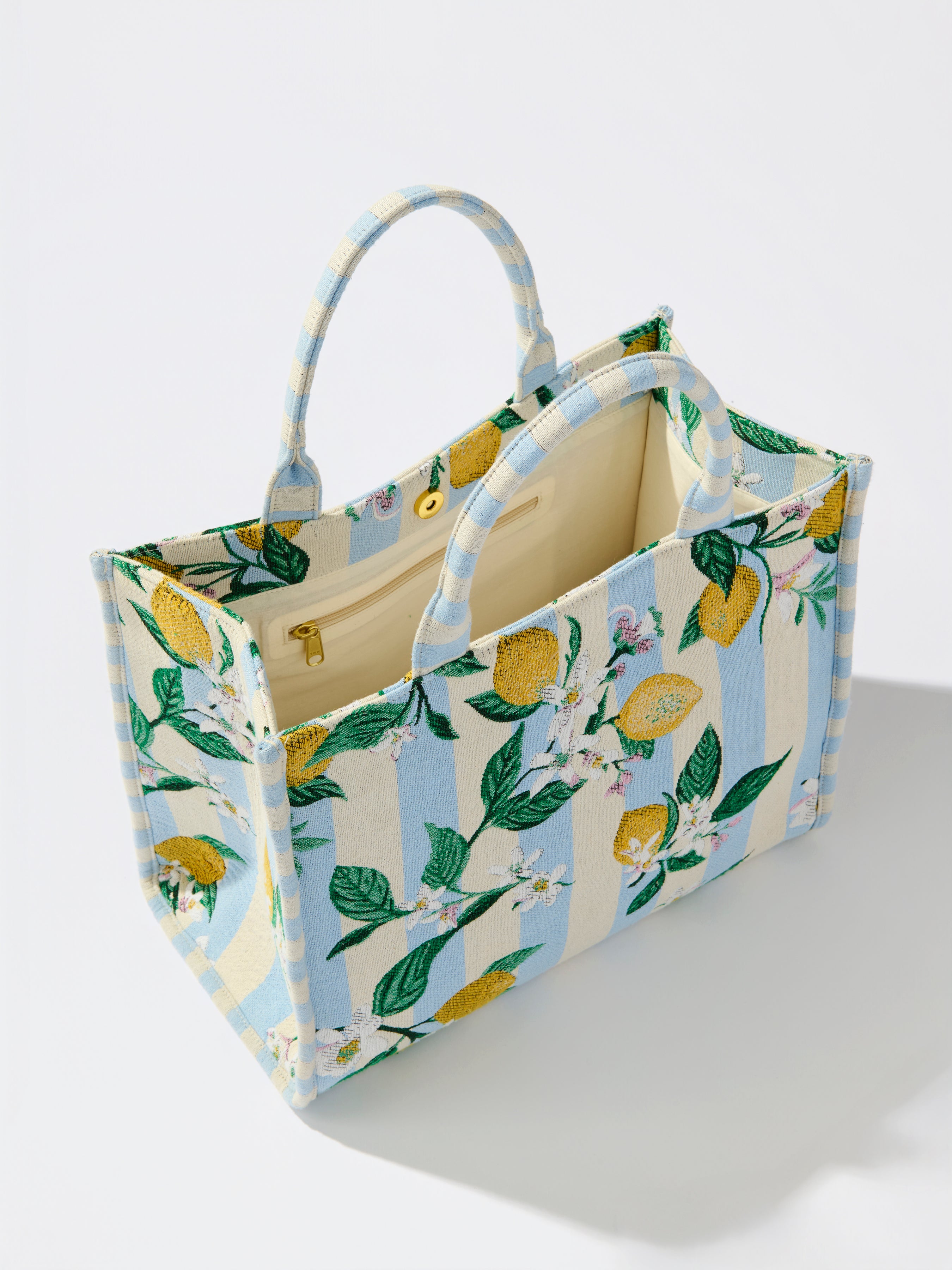 Shiraleah Lemon Stripe Jacquard Tote, Blue