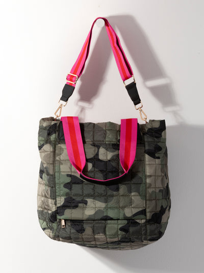 Shiraleah Ezra Quilted Nylon Travel Tote, Camo