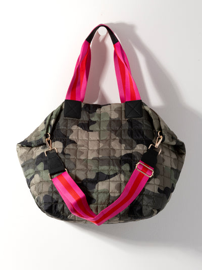 Shiraleah Ezra Quilted Nylon Travel Tote, Camo