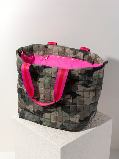 Shiraleah Ezra Quilted Nylon Travel Tote, Camo