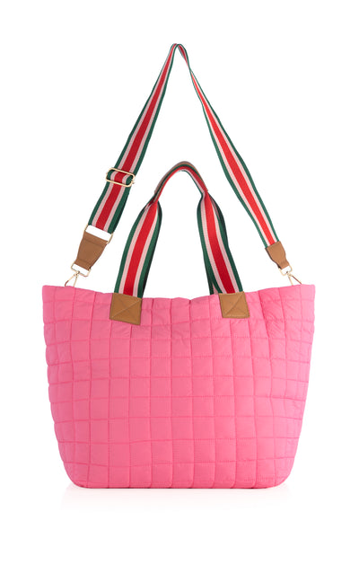 Shiraleah Ezra Quilted Nylon Travel Tote, Pink