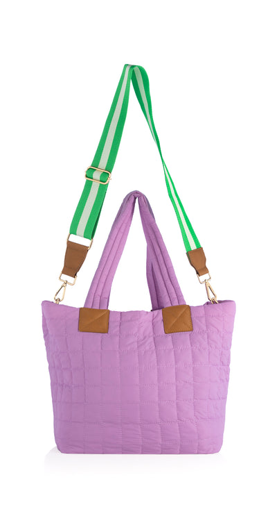 Shiraleah Ezra Quilted Nylon Tote, Lilac