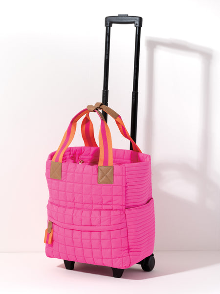 Shiraleah Ezra Quilted Nylon Roller Tote, Magenta