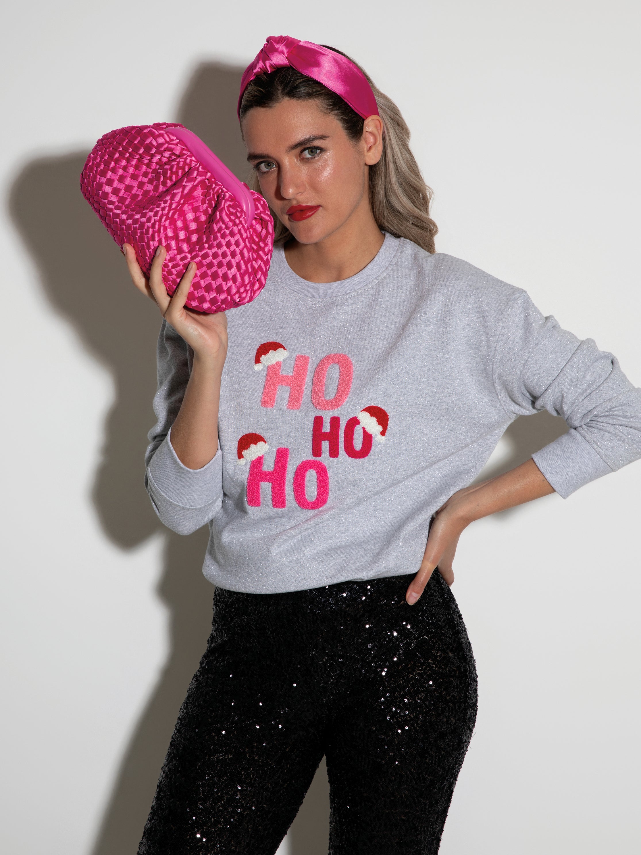 Shiraleah "Ho Ho Ho" Sweatshirt, Grey