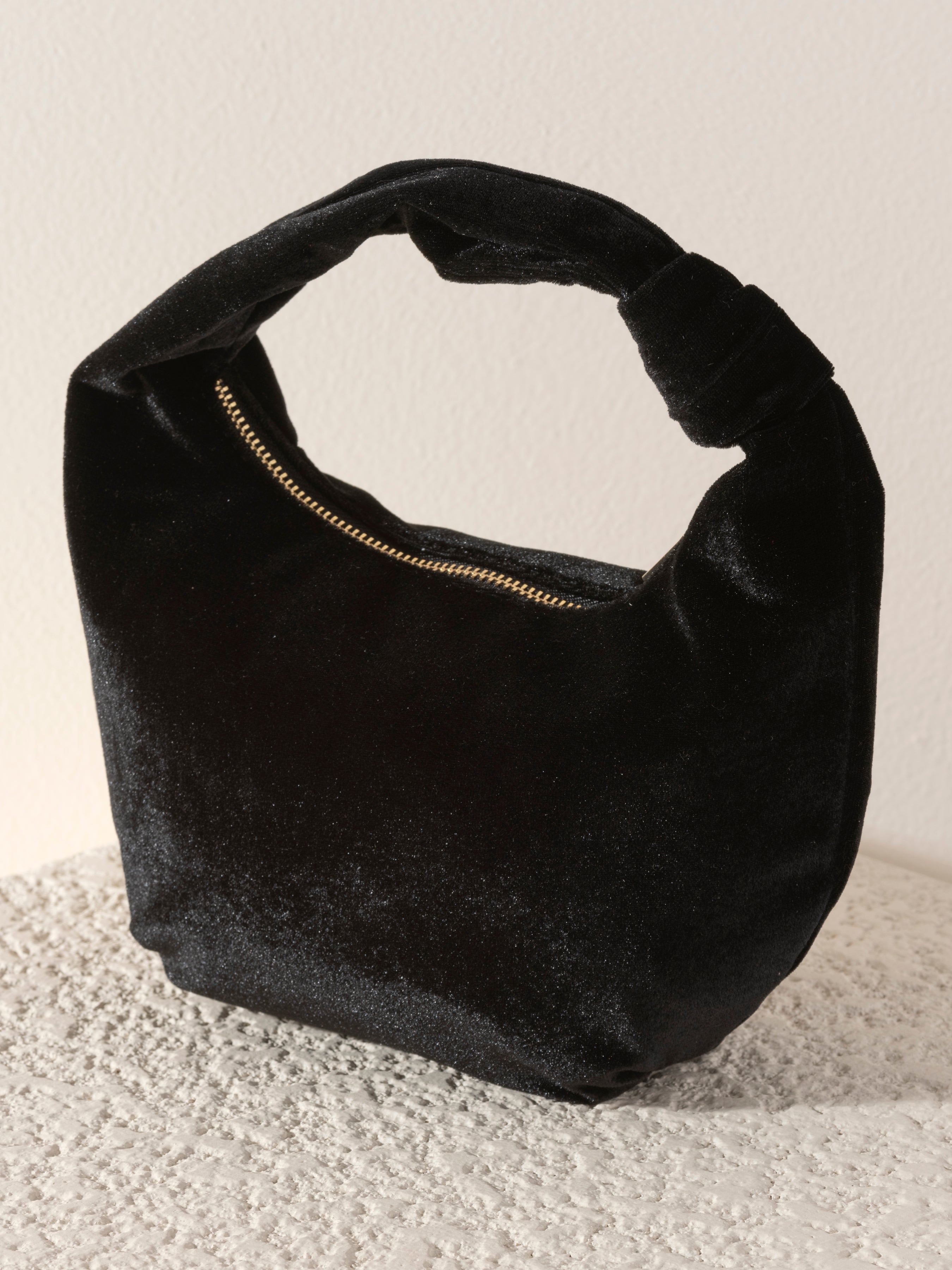 Shiraleah Chrissy Knotted Velvet Top Handle Bag, Black