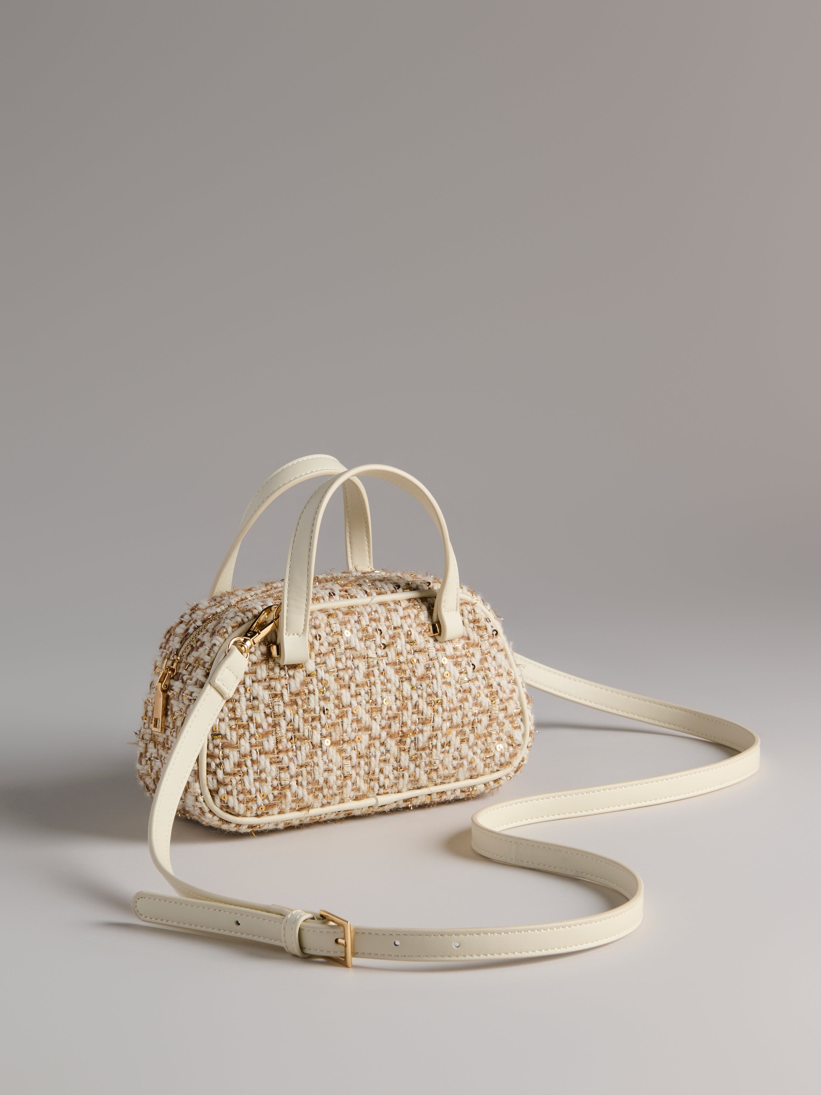 Shiraleah Vallerie Tweed Mini Top Handle Bag GOLD