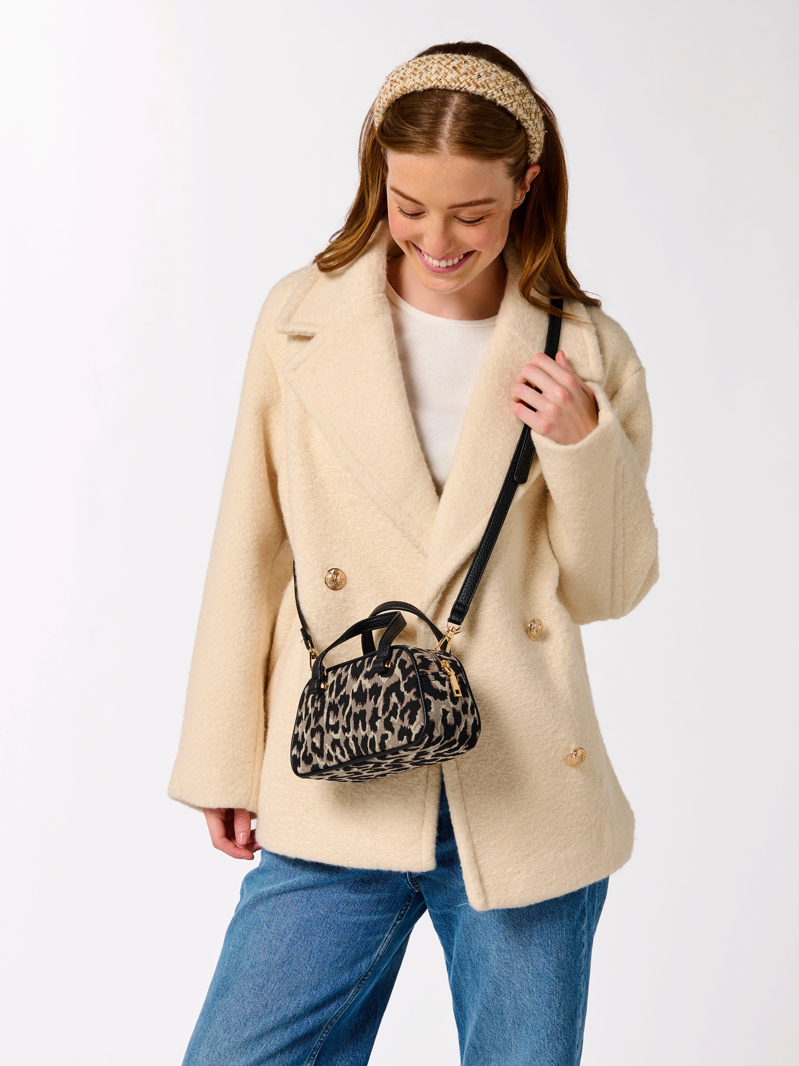 Shiraleah Vallerie Animal Pattern Mini Top Handle Bag, Leopard