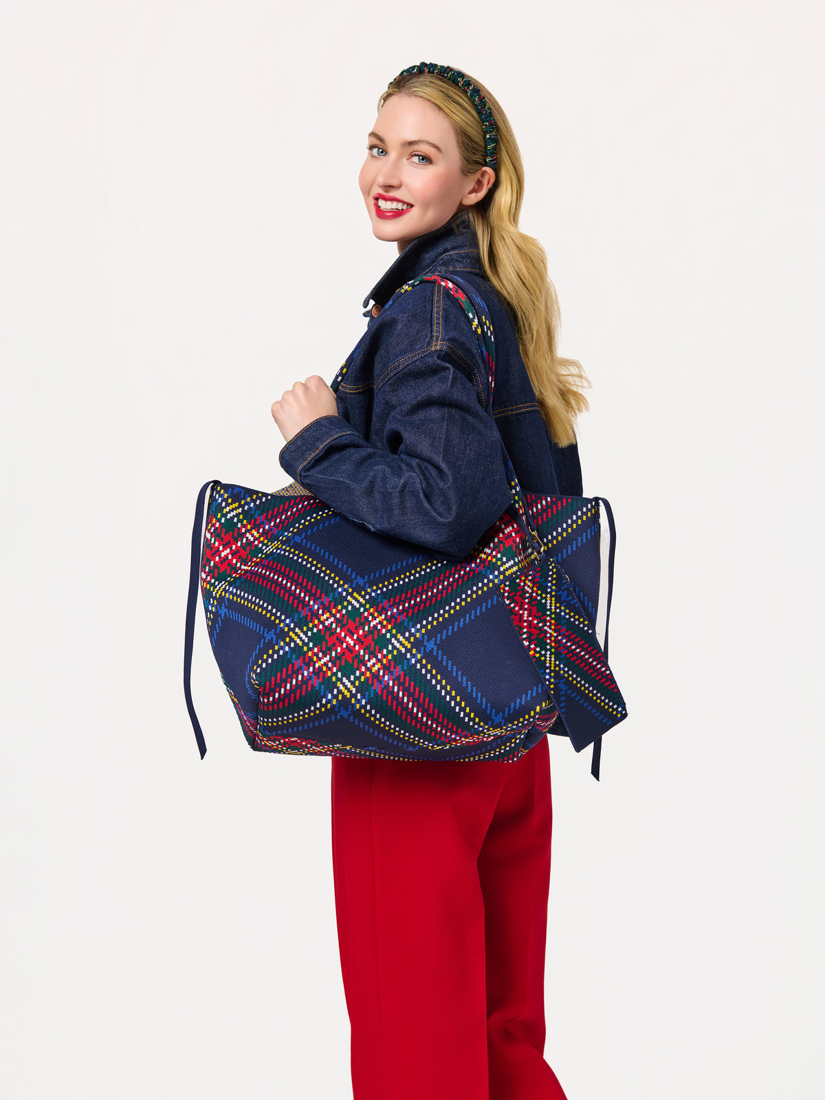 Shiraleah Robbie Plaid Tote BLUE / OS