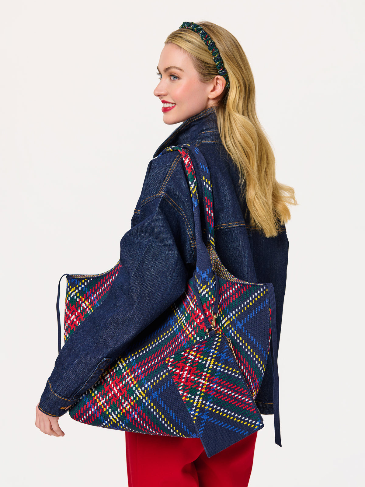 Shiraleah Robbie Plaid Tote BLUE / OS
