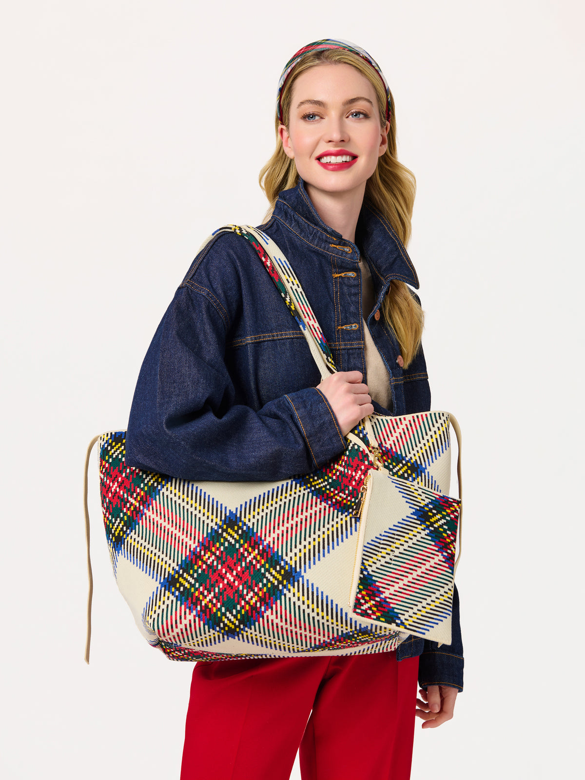 Shiraleah Robbie Plaid Tote IVORY / OS