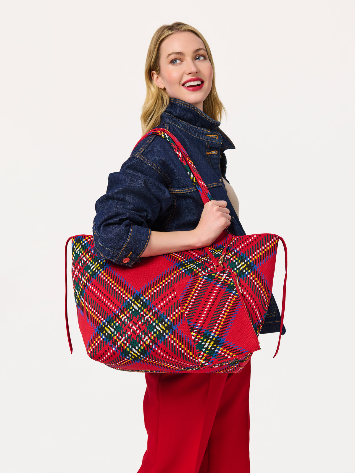 Shiraleah Robbie Plaid Tote RED / OS