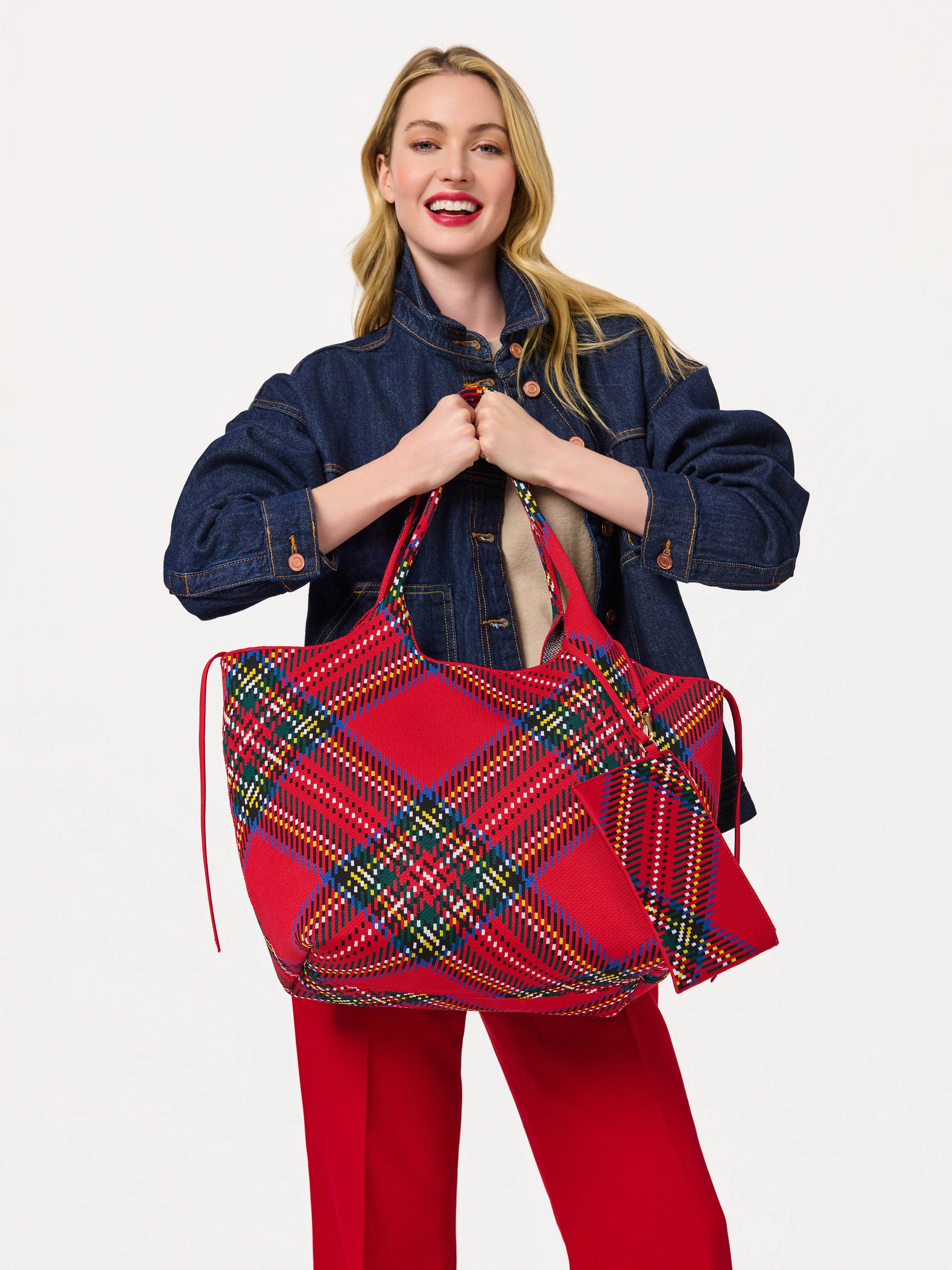 Shiraleah Robbie Plaid Tote RED / OS