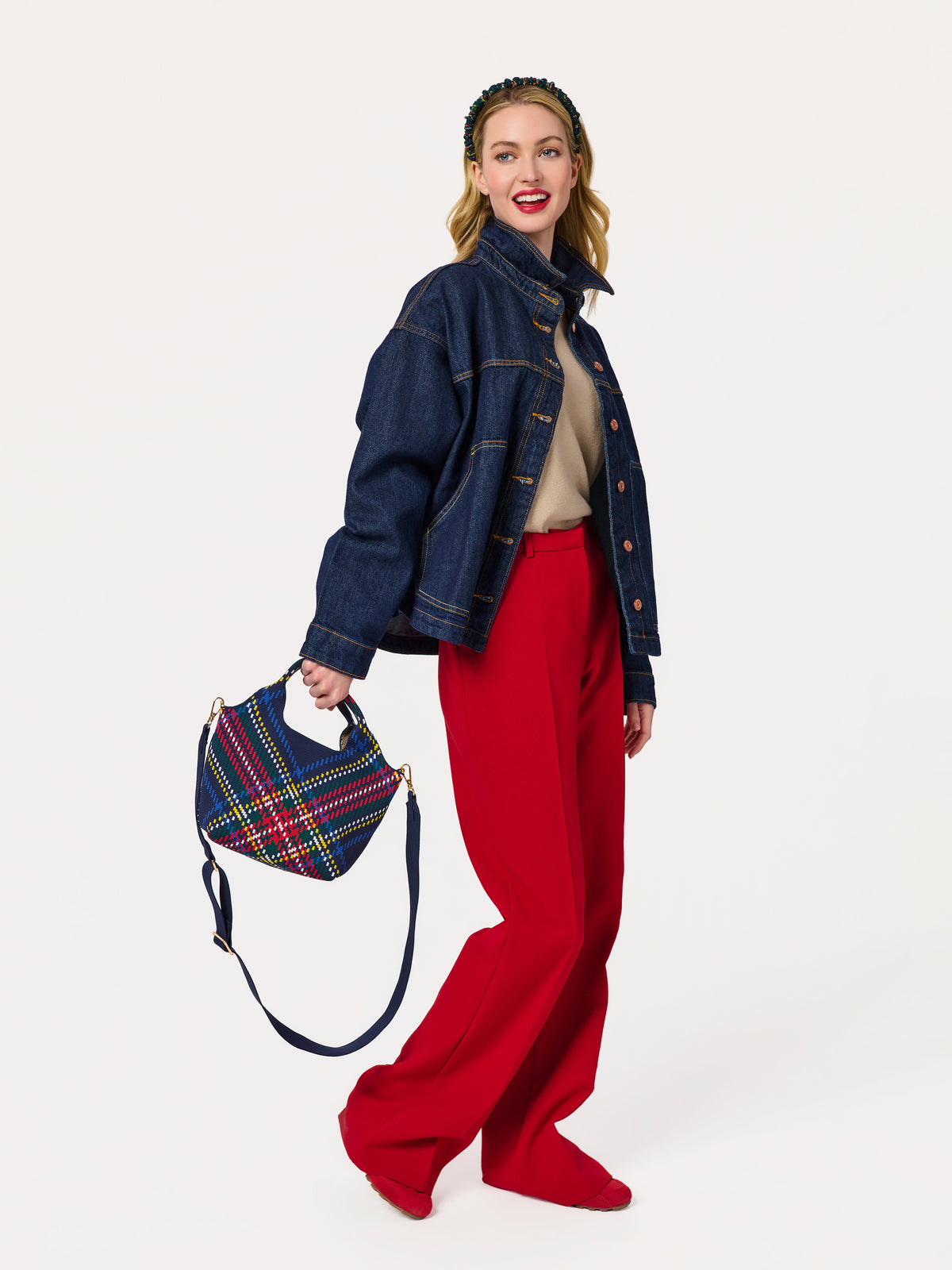 Shiraleah Robbie Plaid Mini Tote BLUE / OS