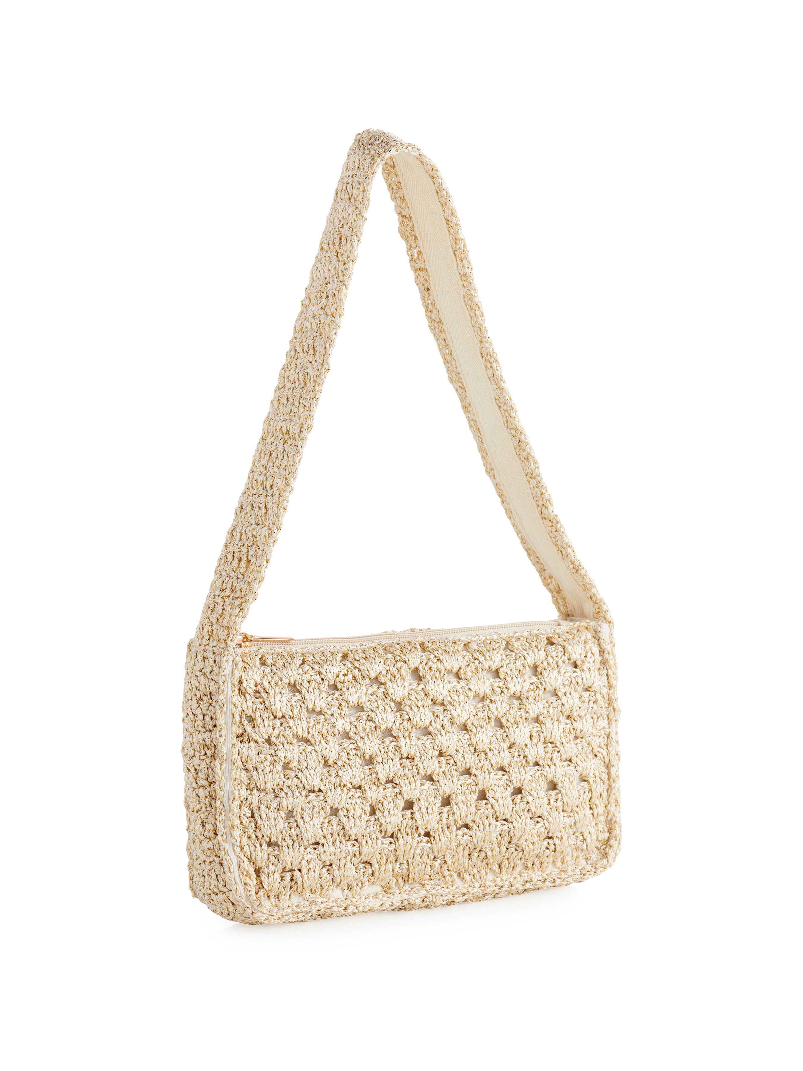 Shiraleah Luna Crochet Shoulder Bag NATURAL