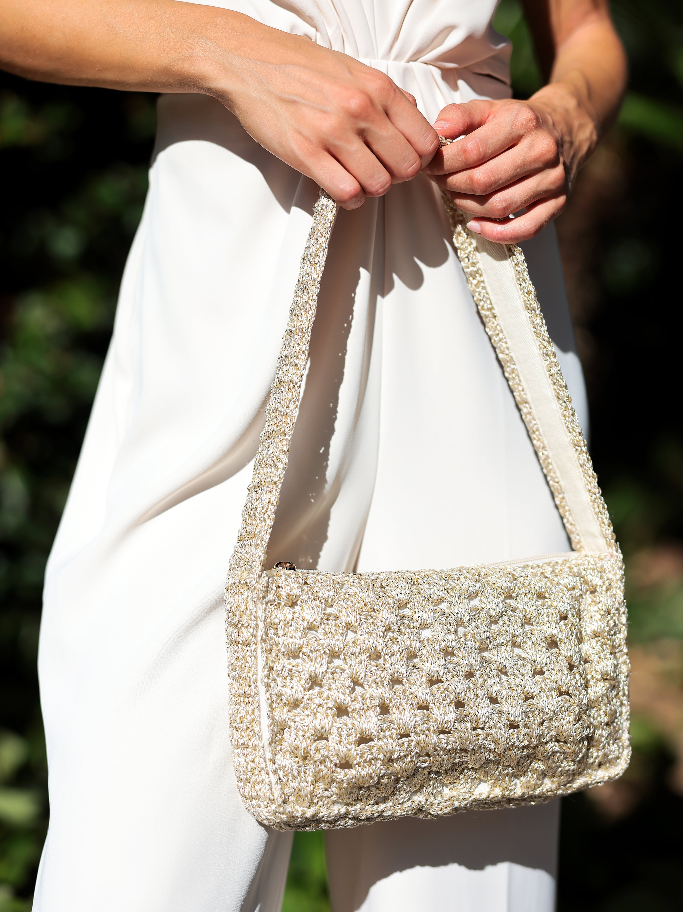 Shiraleah Luna Crochet Shoulder Bag NATURAL