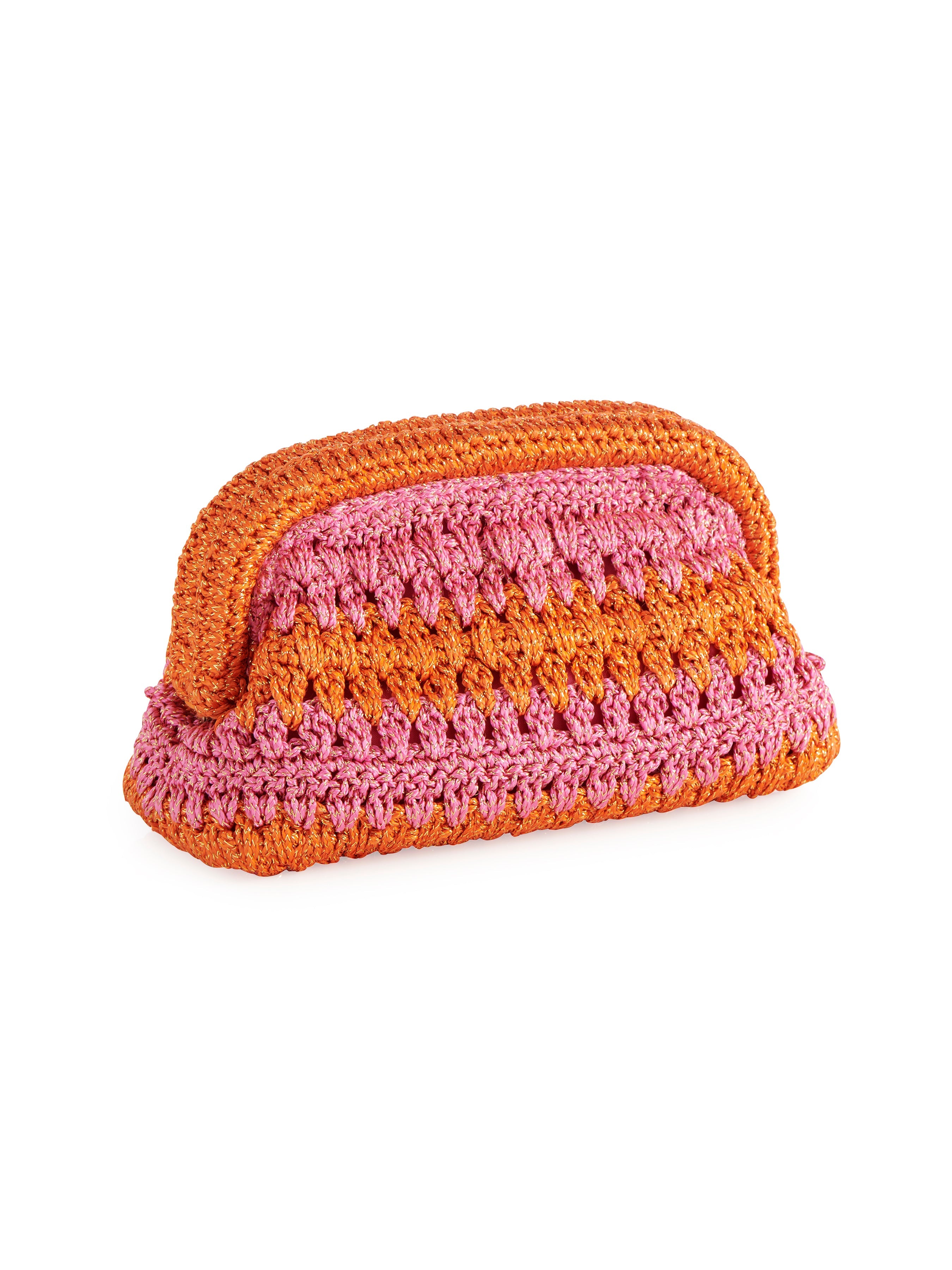 Shiraleah Luna Crochet Clutch ORANGE