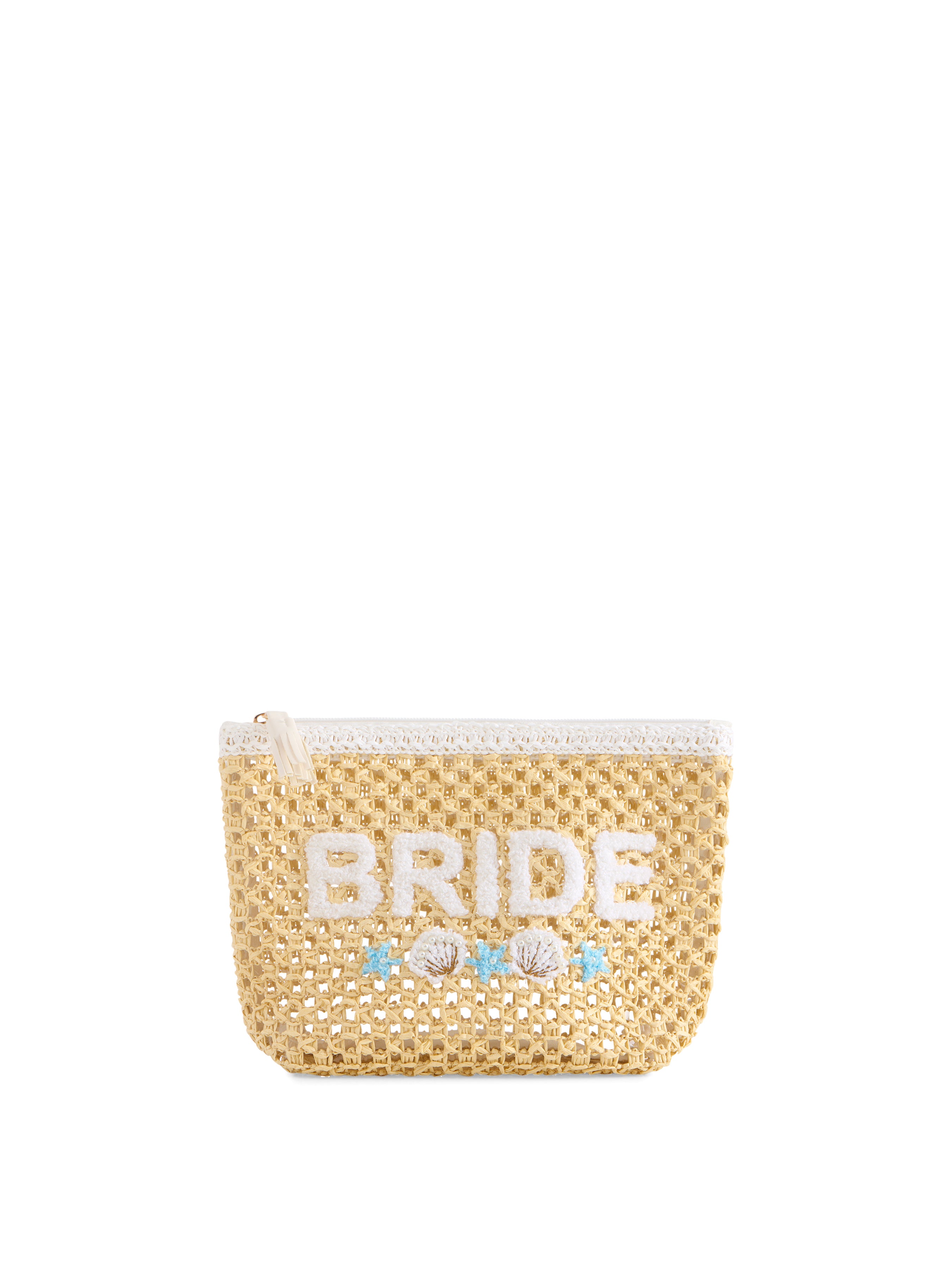 Shiraleah "Bride" Shell Zip Pouch, Natural