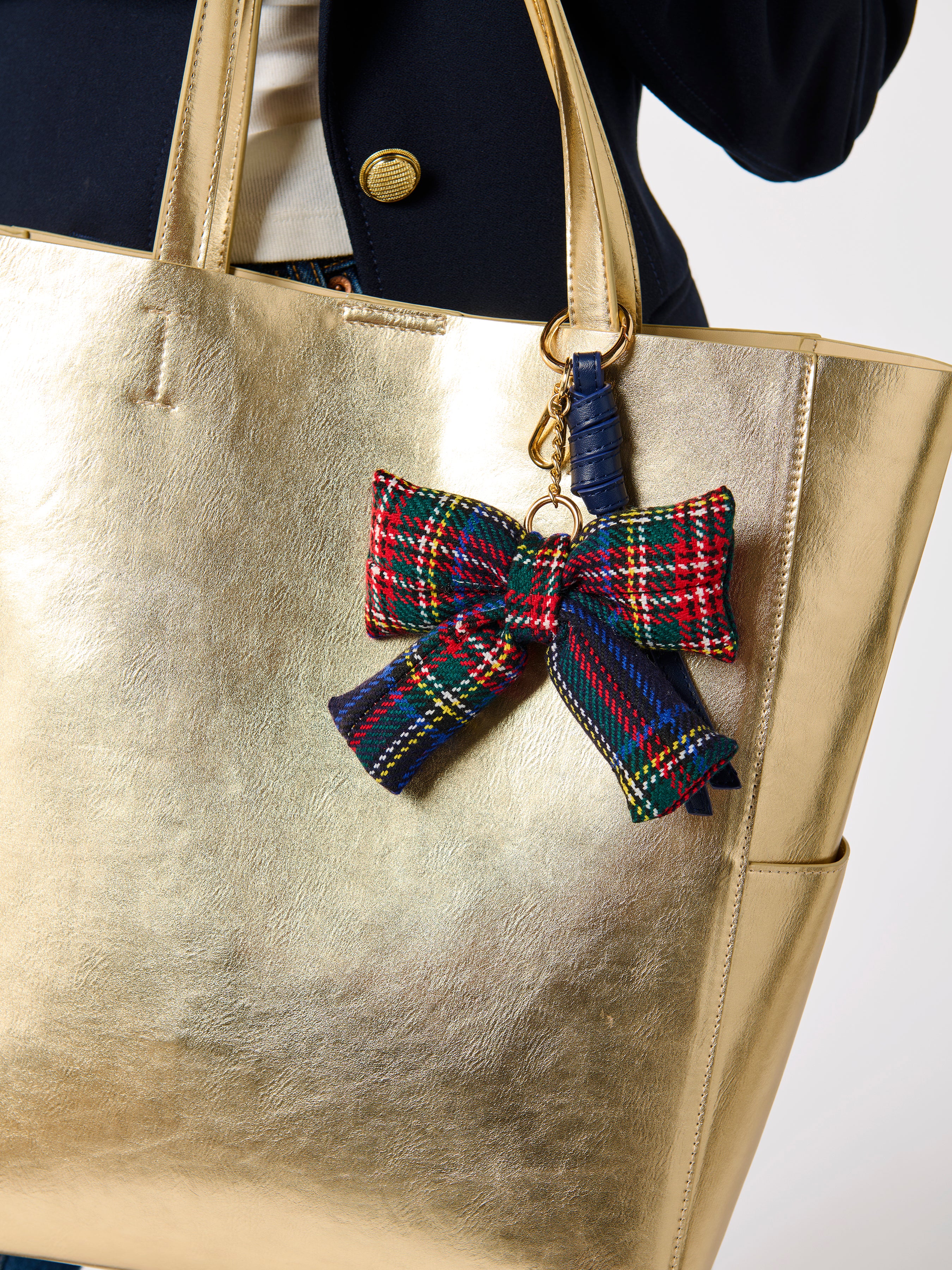 Shiraleah Plaid Bow Bag Charm/Key Ring NAVY