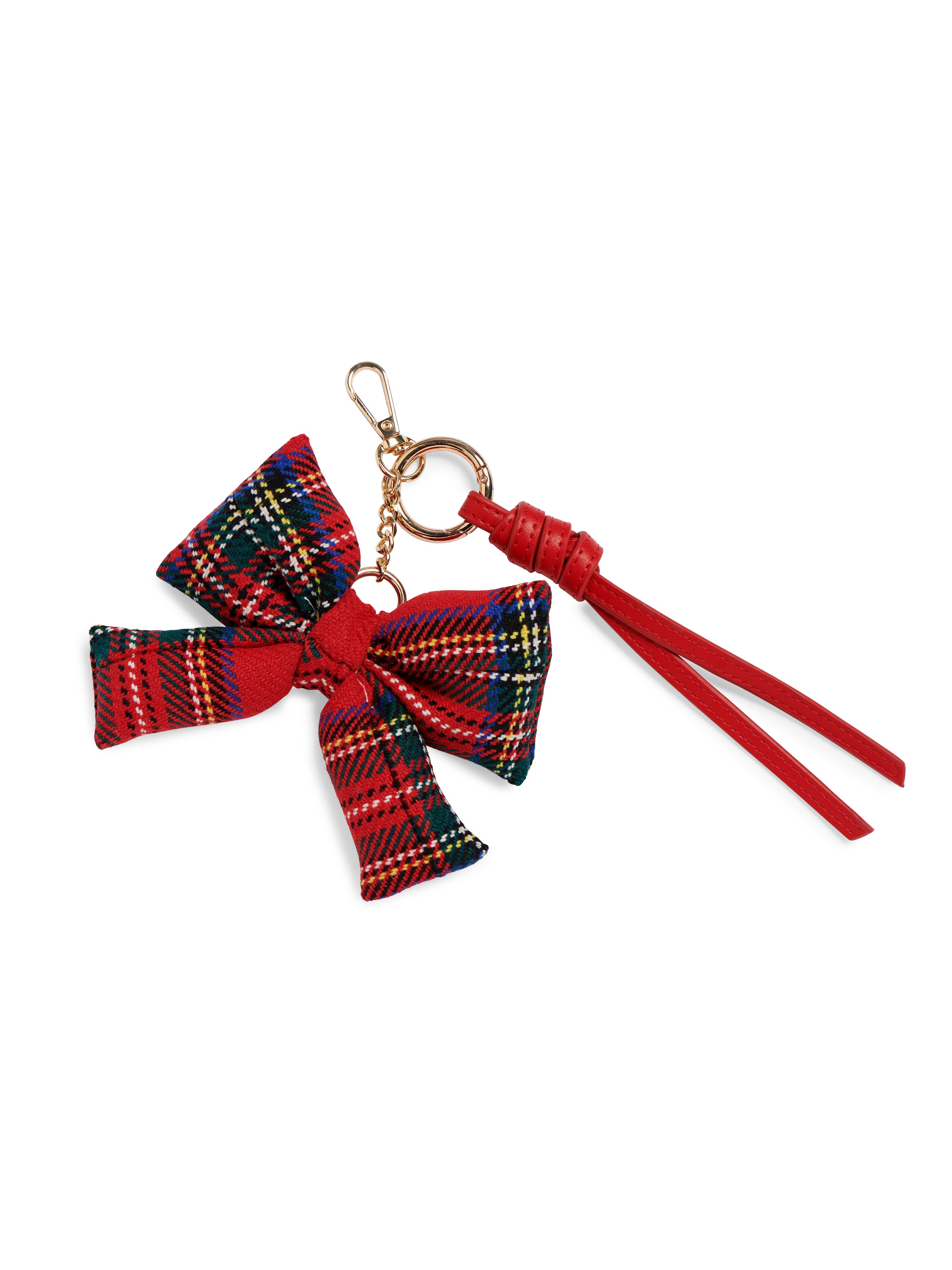 Shiraleah Plaid Bow Bag Charm/Key Ring RED
