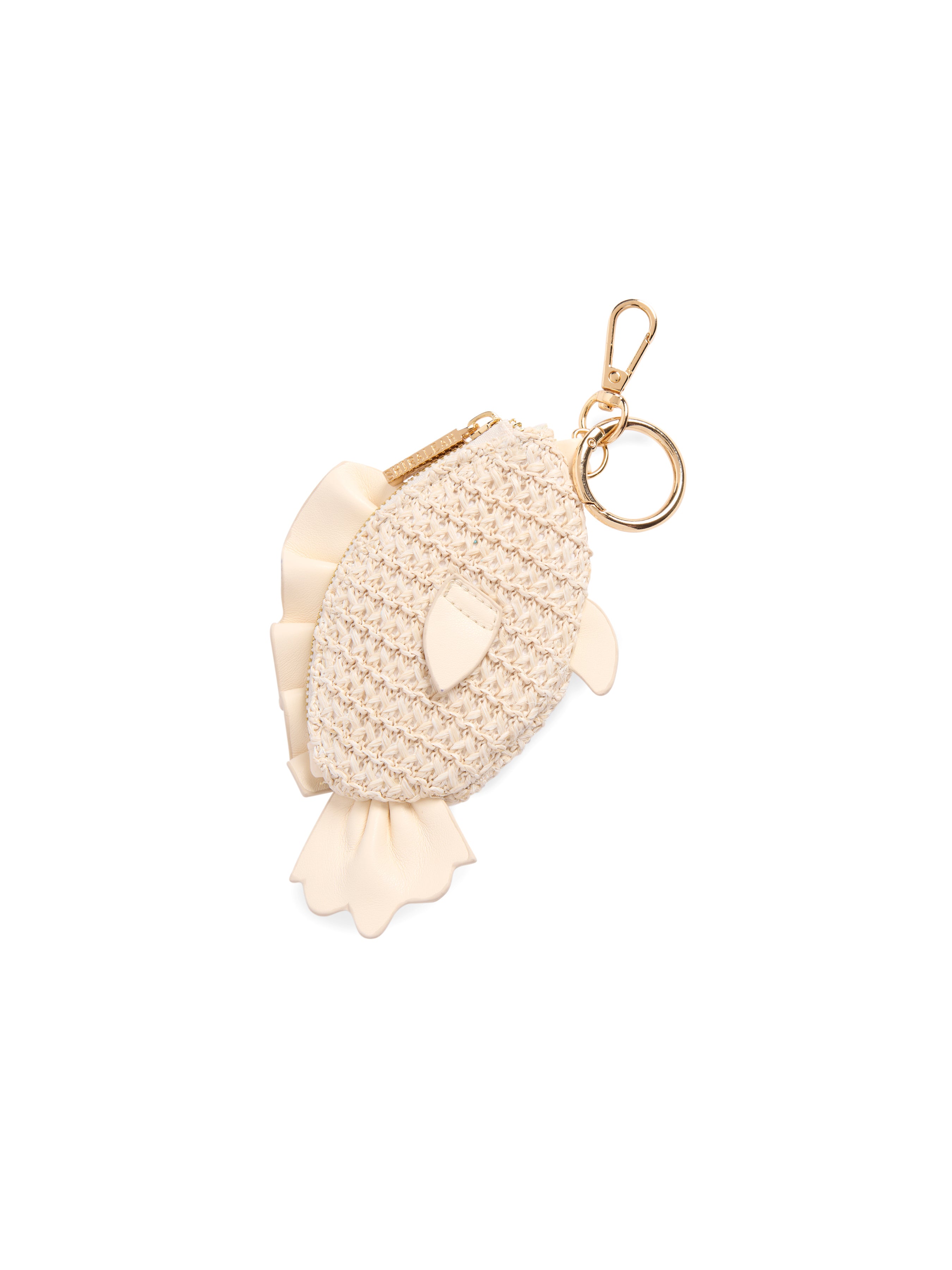 Shiraleah Fish Zip Pouch Charm/Key Ring, Ivory