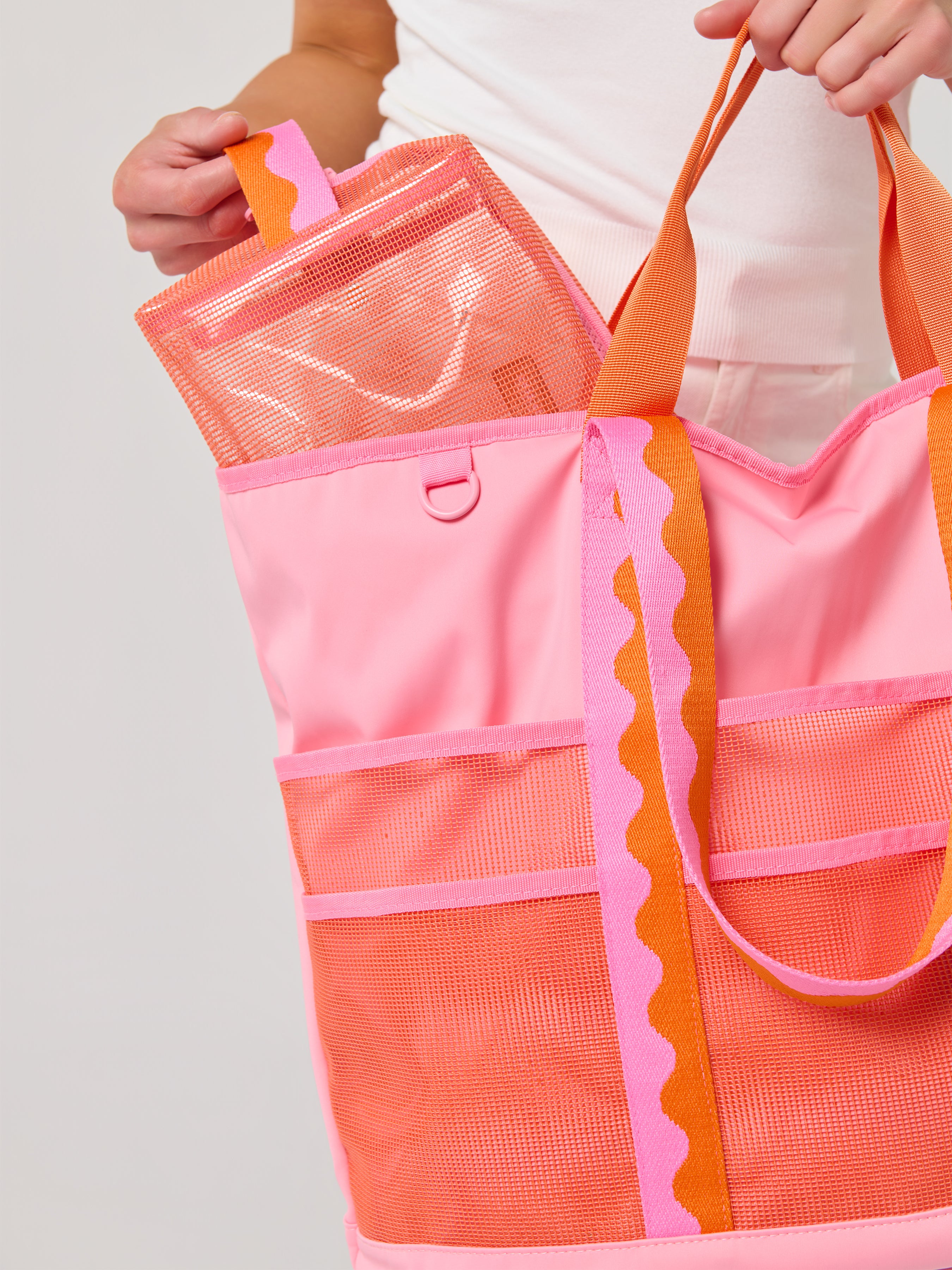 Shiraleah Camden Mesh Zip Pouch ORANGE