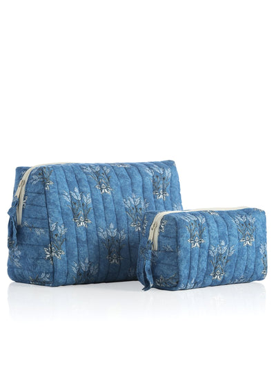 Shiraleah Assorted Set of 2 Liberty Boxy Cosmetic Pouches, Blue - FINAL SALE ONLY