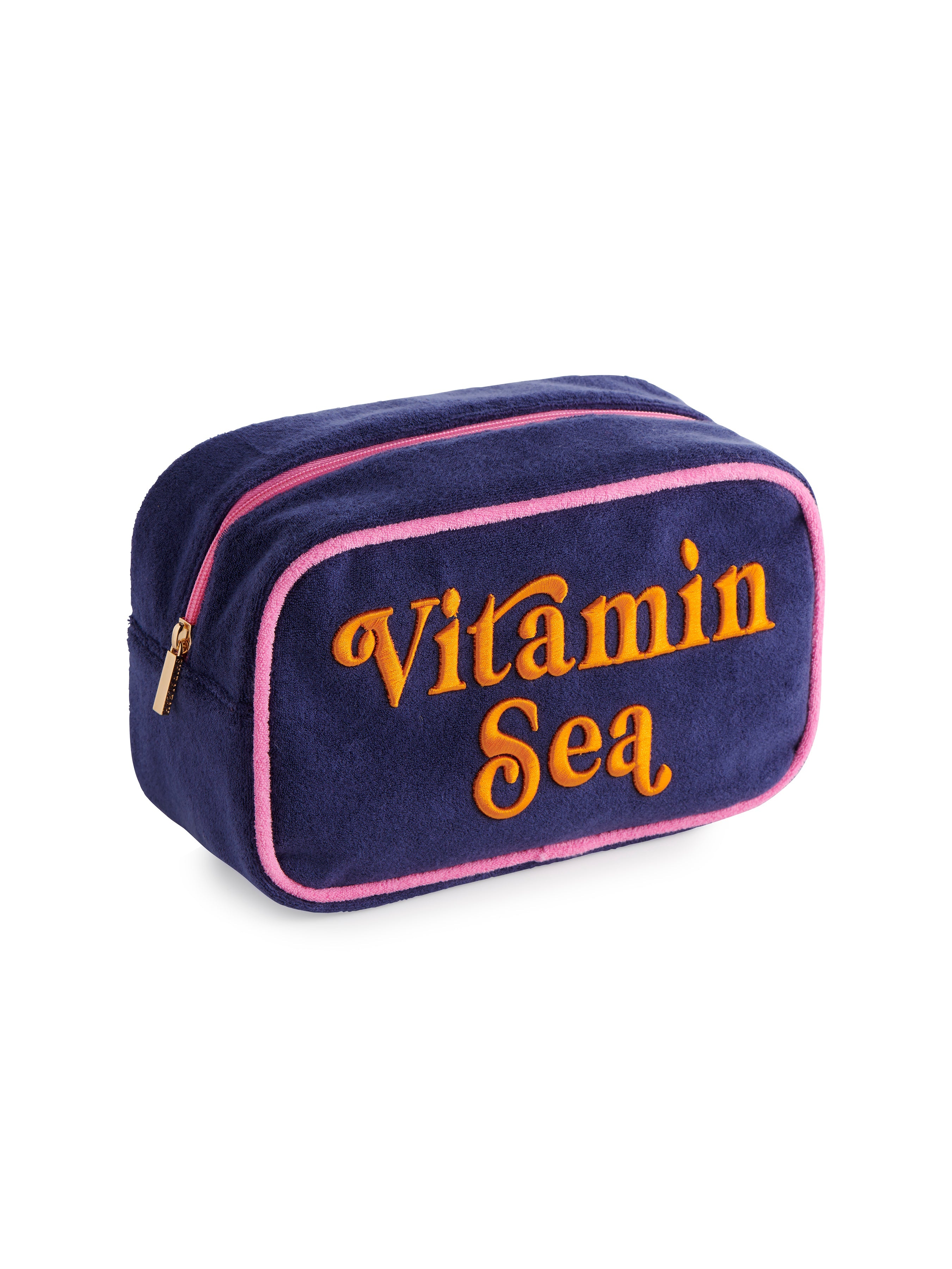 Shiraleah Cabana "Vitamin Sea" Medium Zip Pouch, Navy