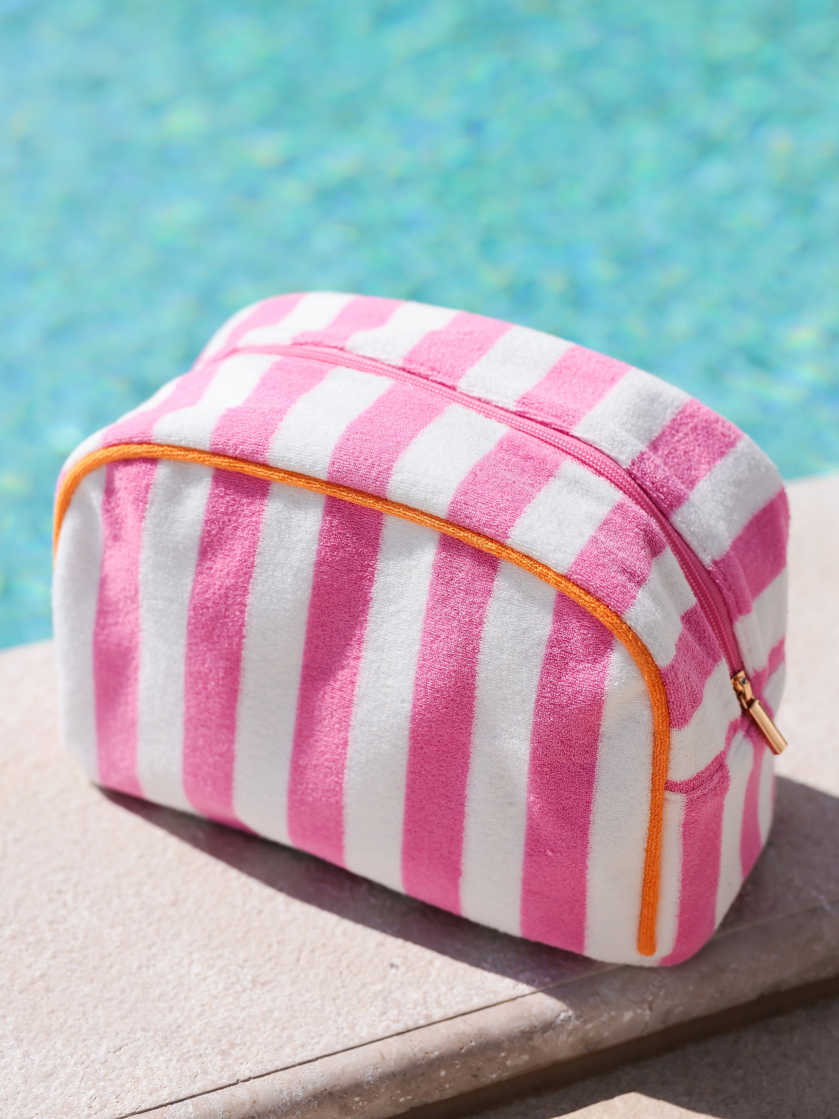 Shiraleah Cabana Large Stripe Zip Pouch PINK