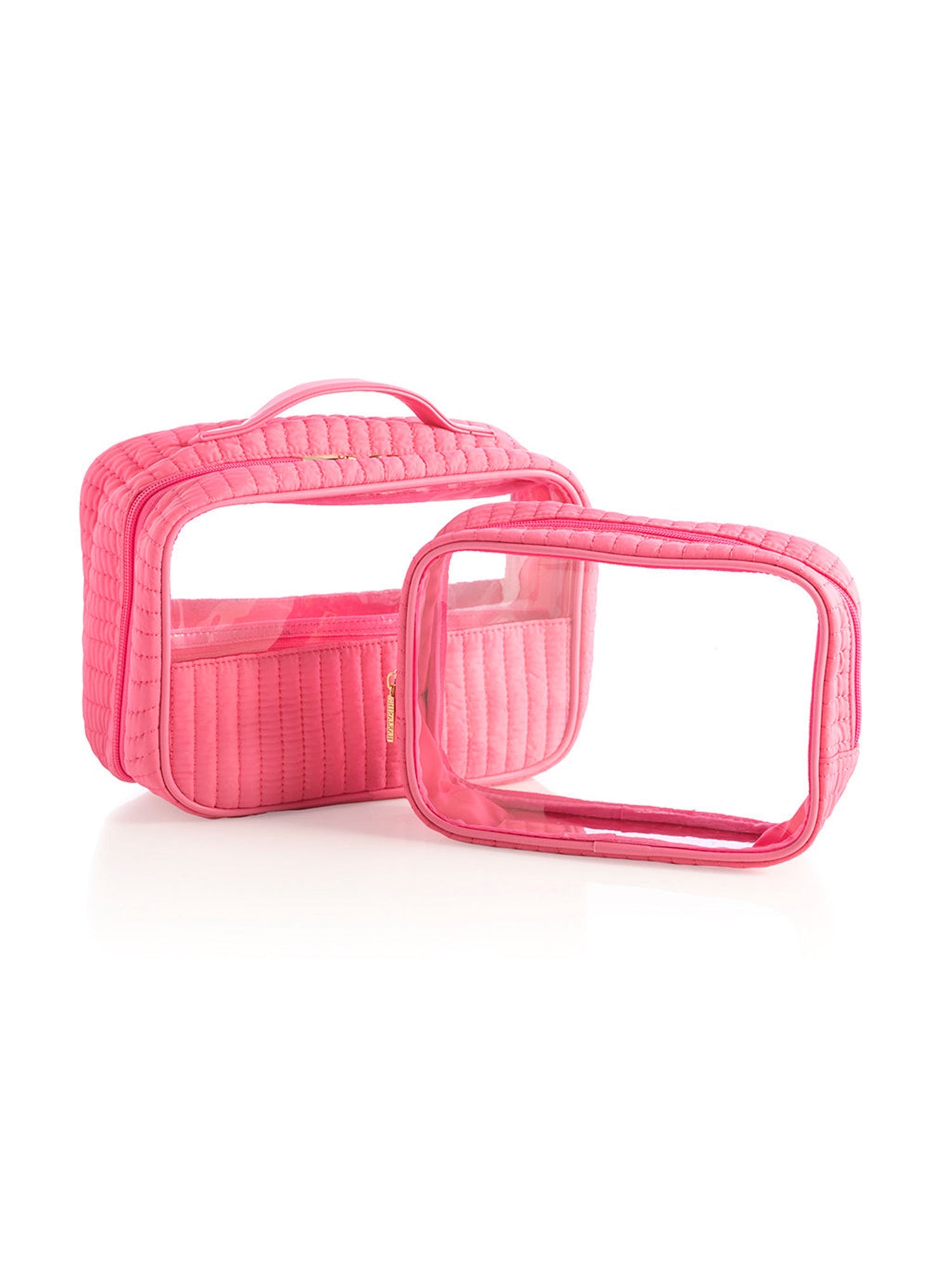 Shiraleah Ezra Set Of 2 Clear Cosmetic Cases PINK