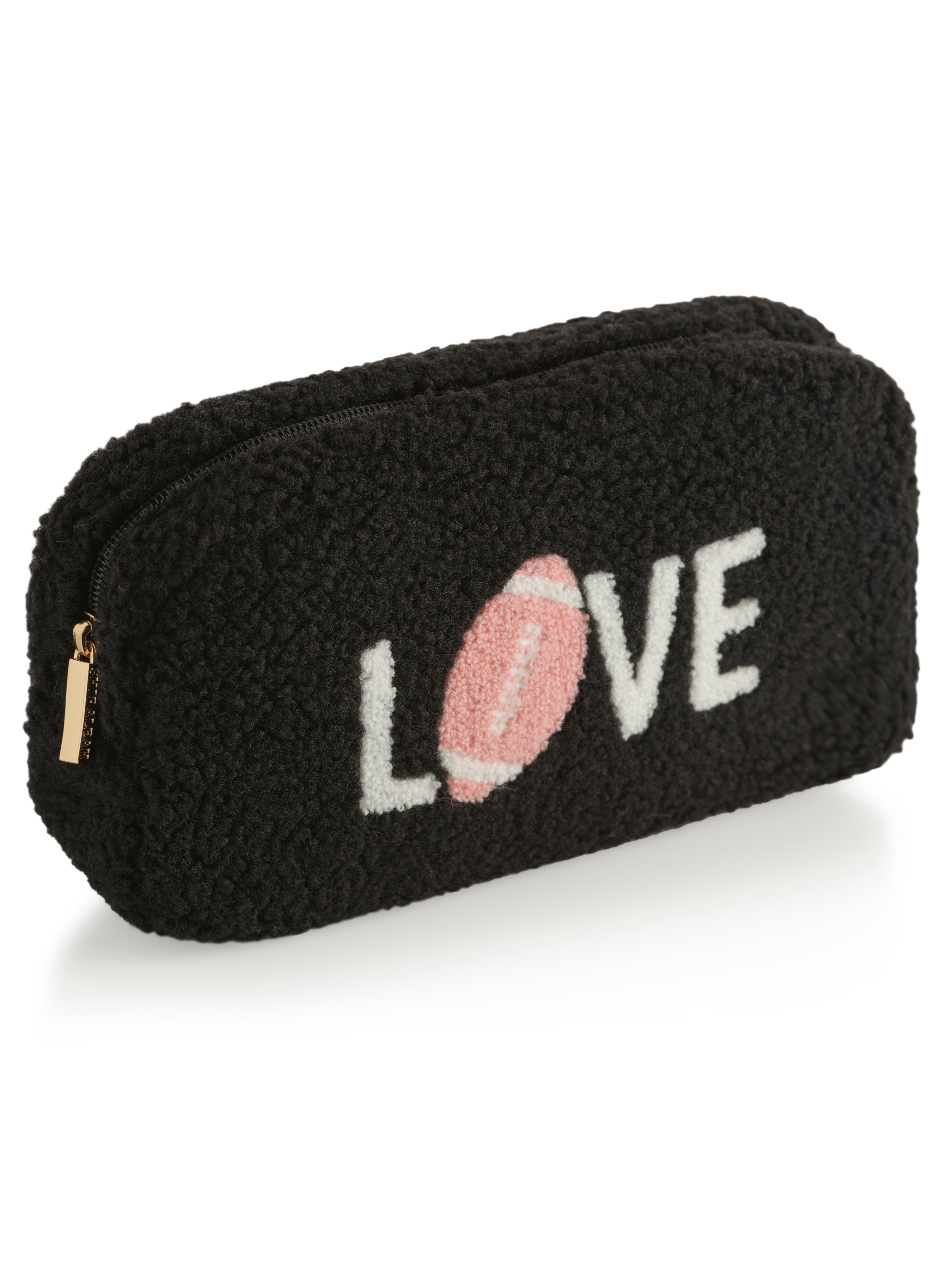 Shiraleah "Love" Sherpa Zip Pouch, Black