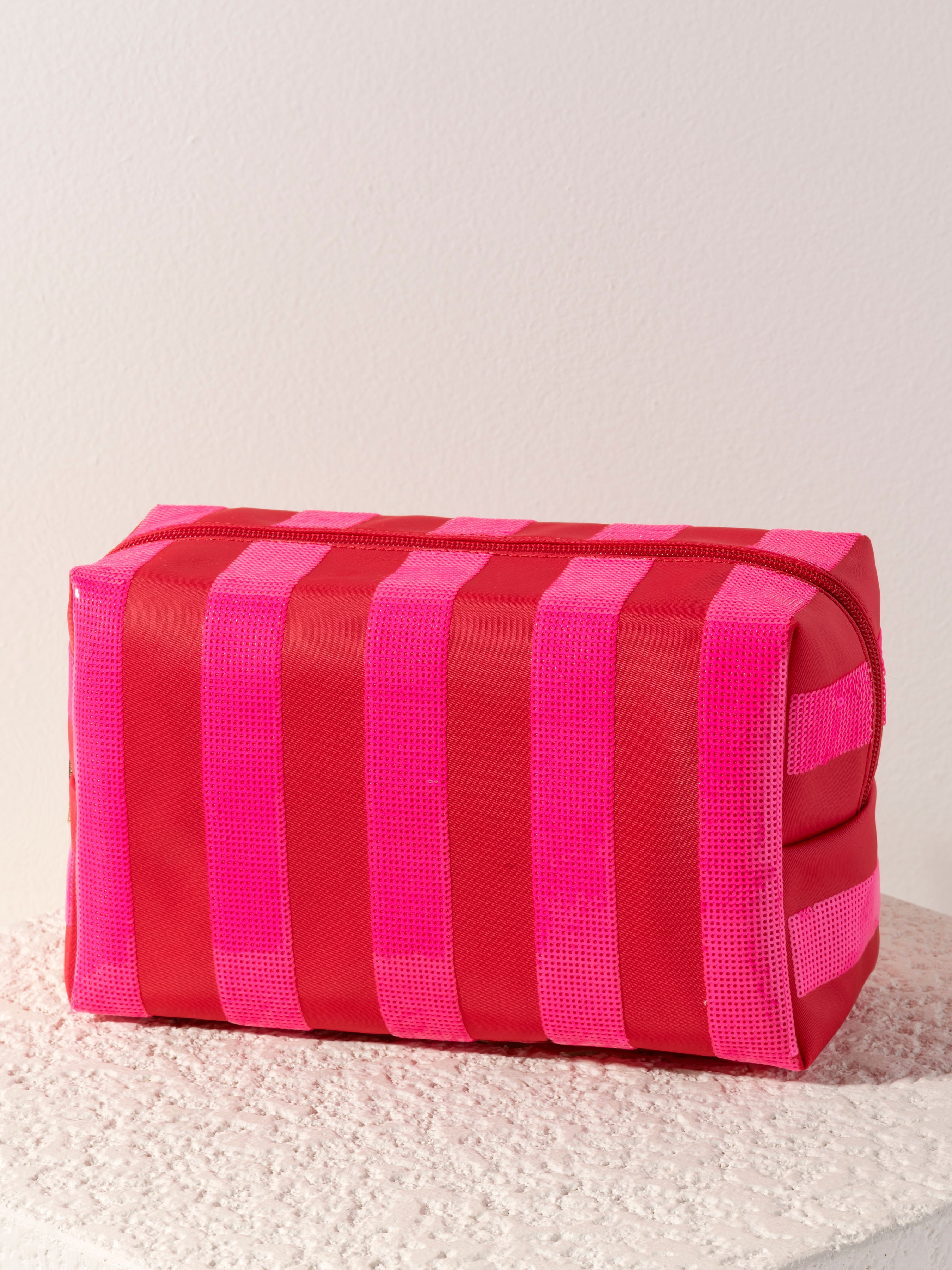 Shiraleah Cara Large Stripe Zip Pouch, Pink