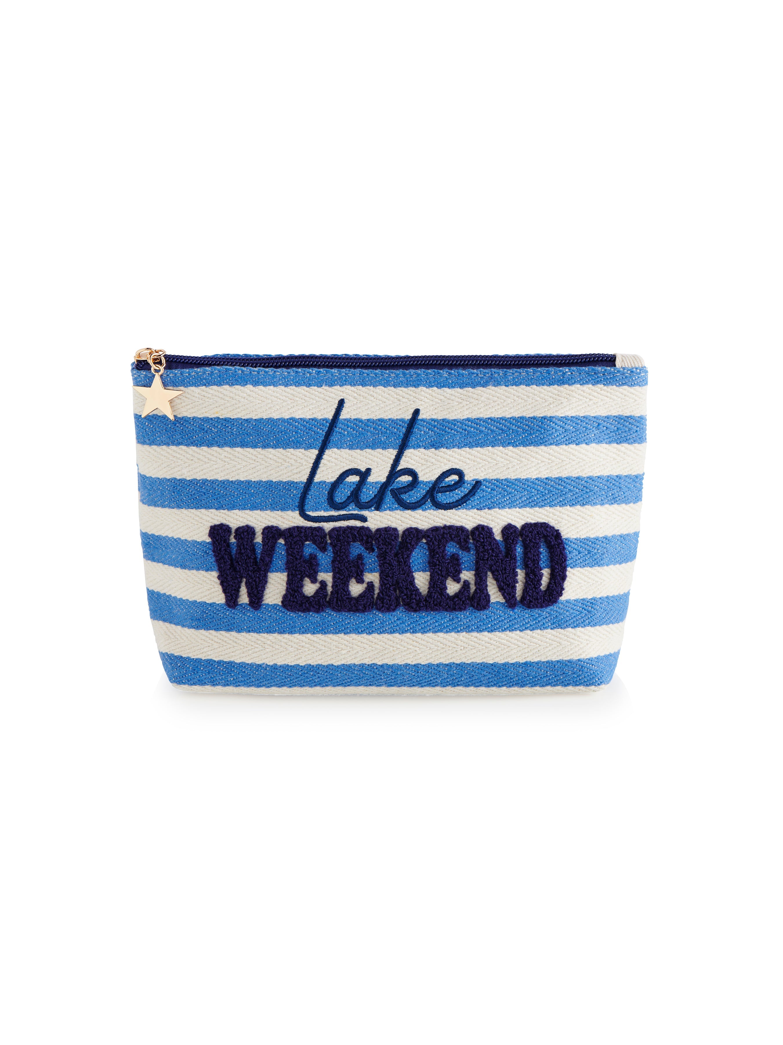 Shiraleah Morgan "Lake Weekend" Large Zip Pouch, Blue