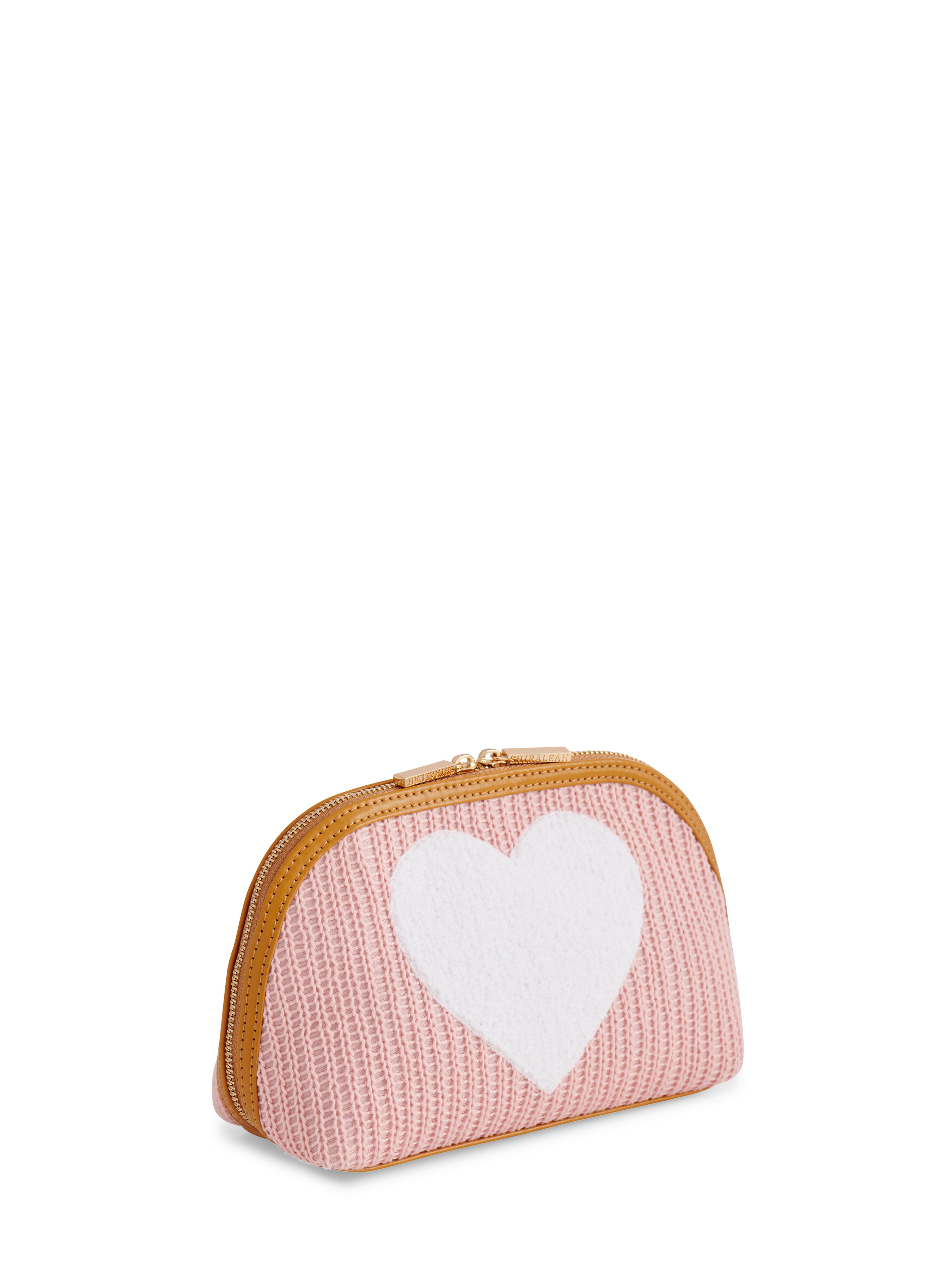 Shiraleah Heart Knit Zip Pouch, Blush