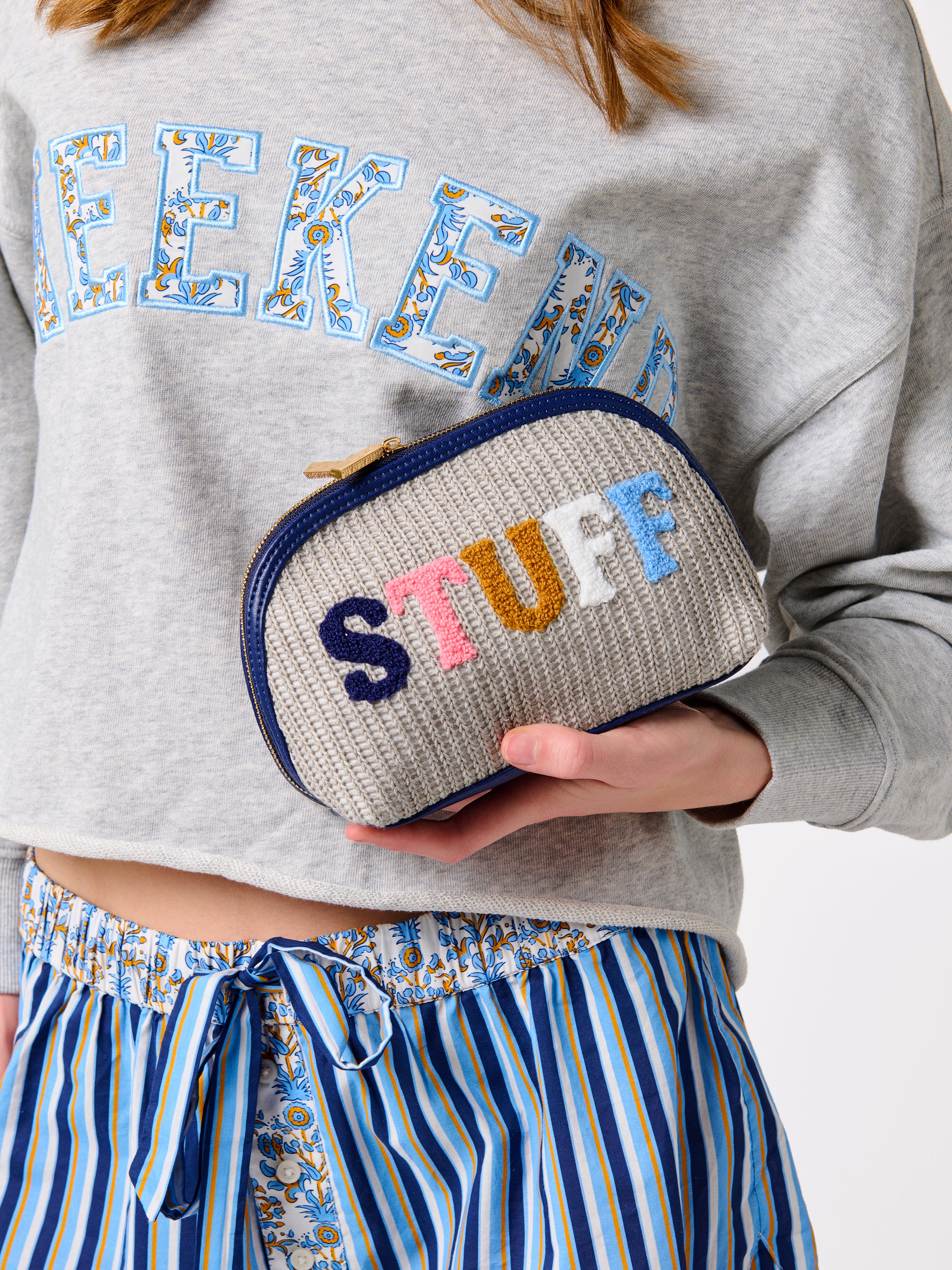 Shiraleah "Stuff" Knit Zip Pouch, Grey