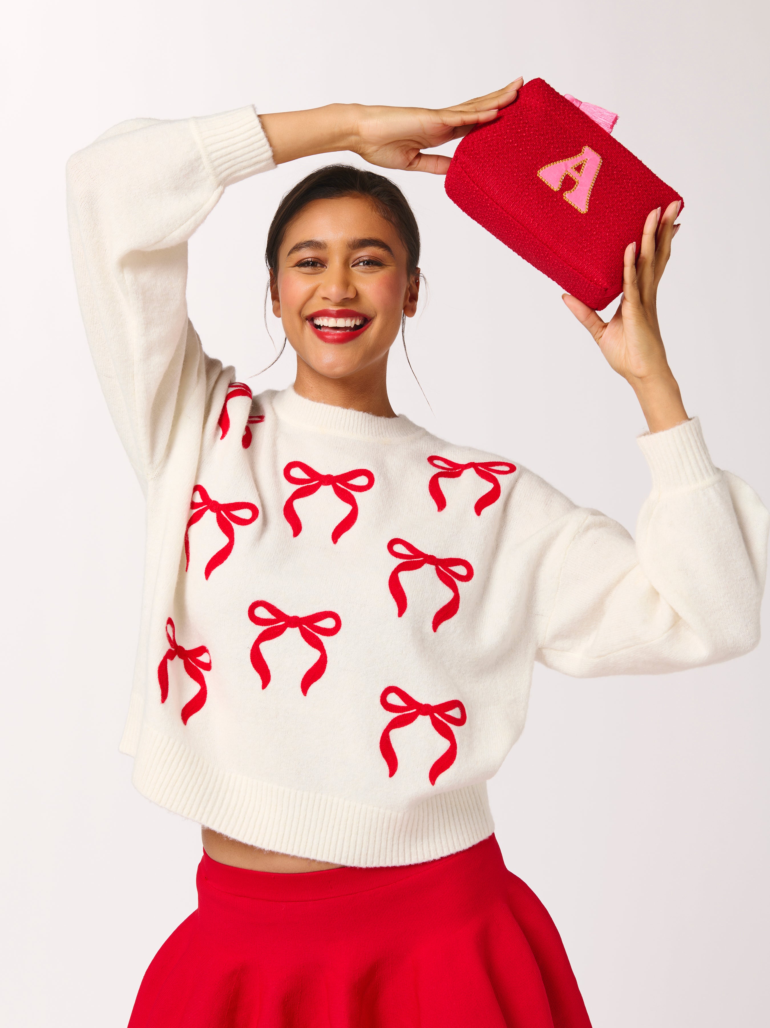 Shiraleah "A" Mara Initial Zip Pouch, Red