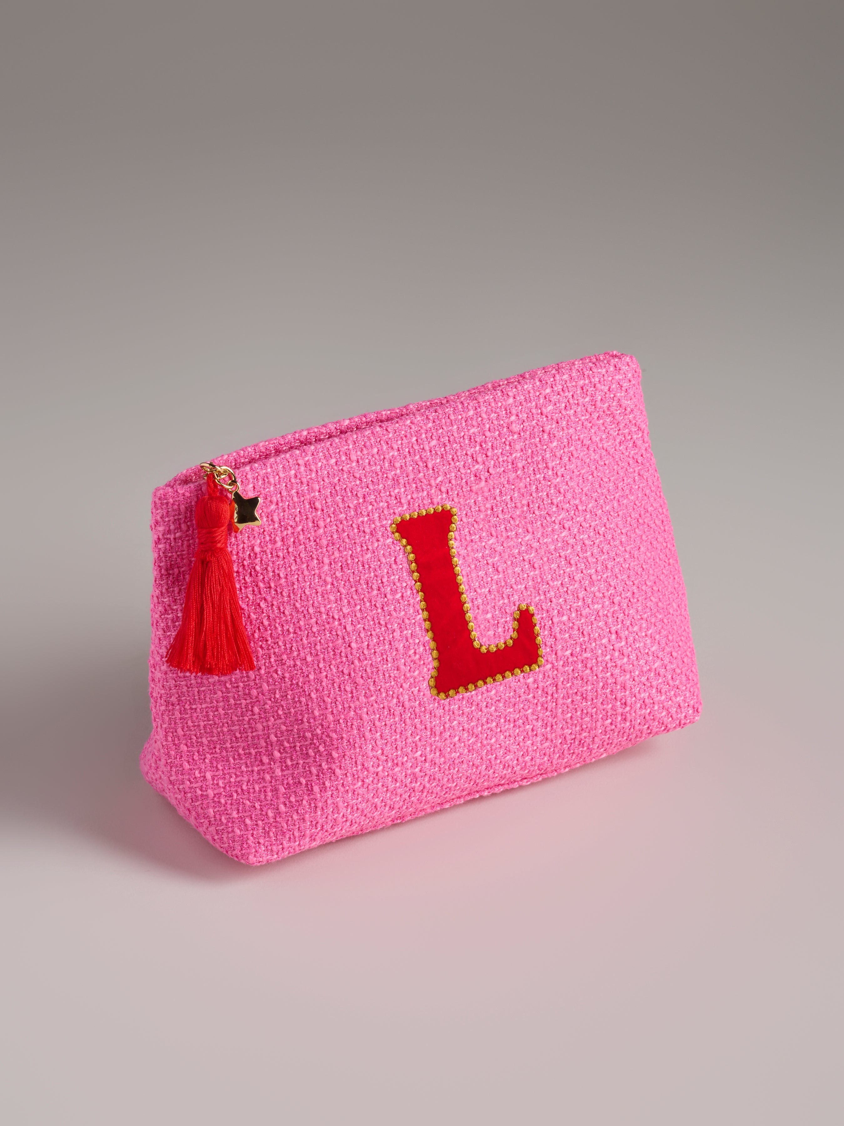 Shiraleah "L" Mara Initial Zip Pouch, Pink