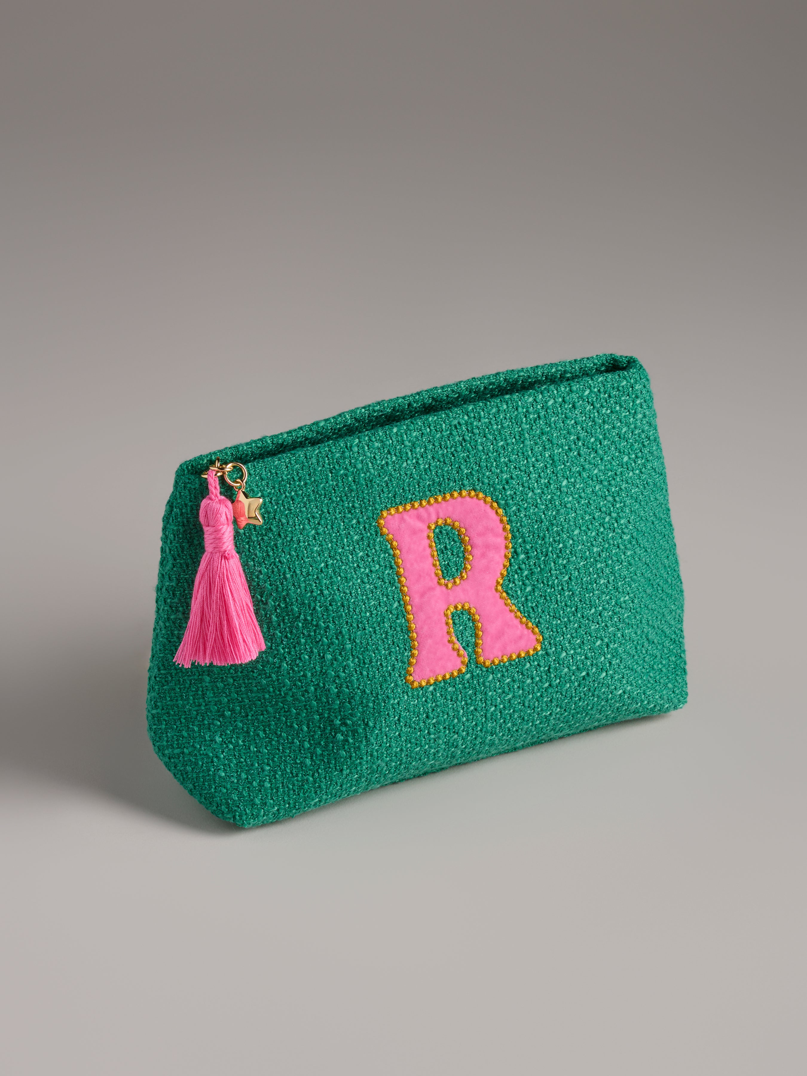 Shiraleah "R" Mara Initial Zip Pouch, Green