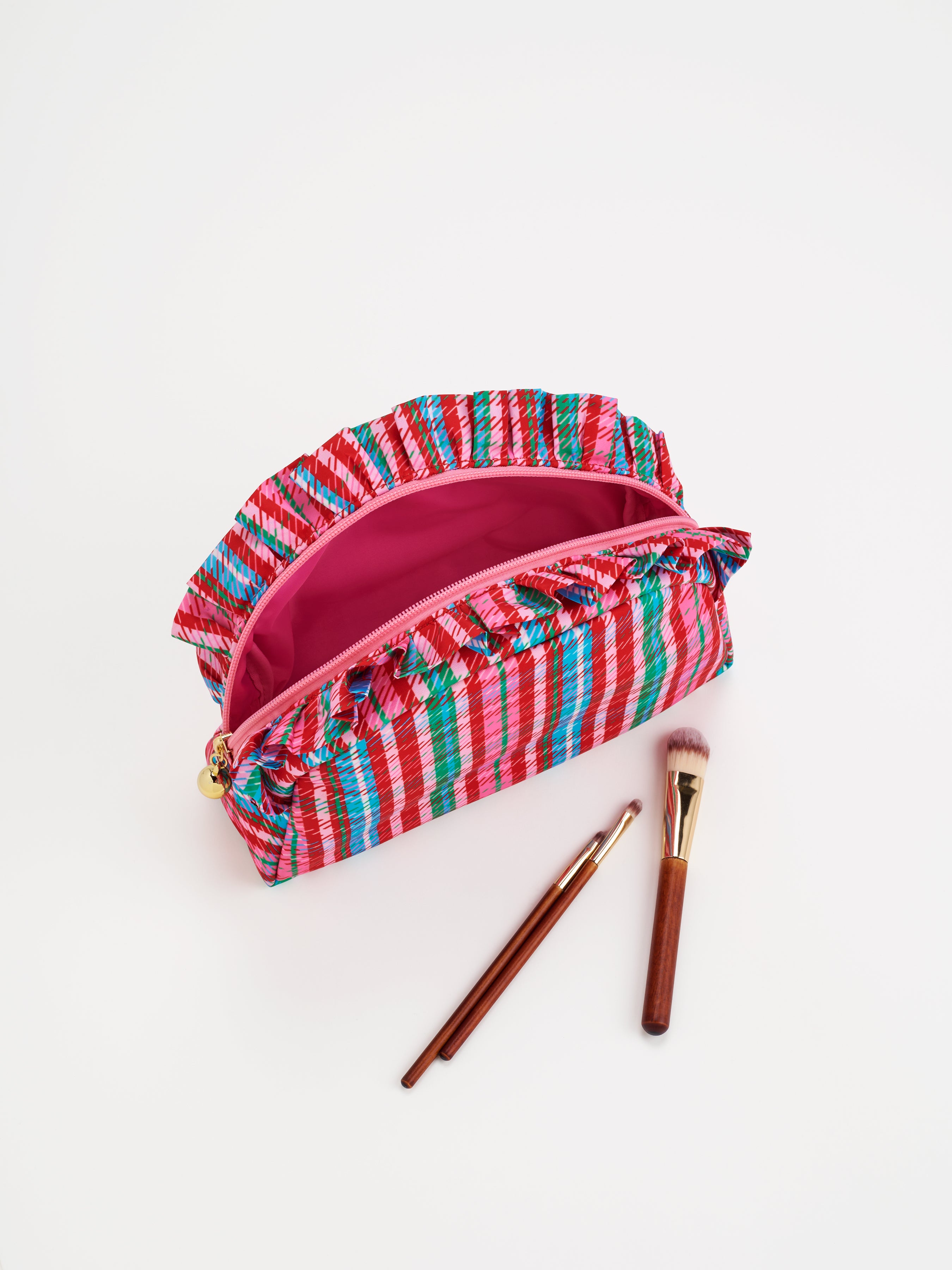Shiraleah Plaid Large Ruffle Zip Pouch, Multi