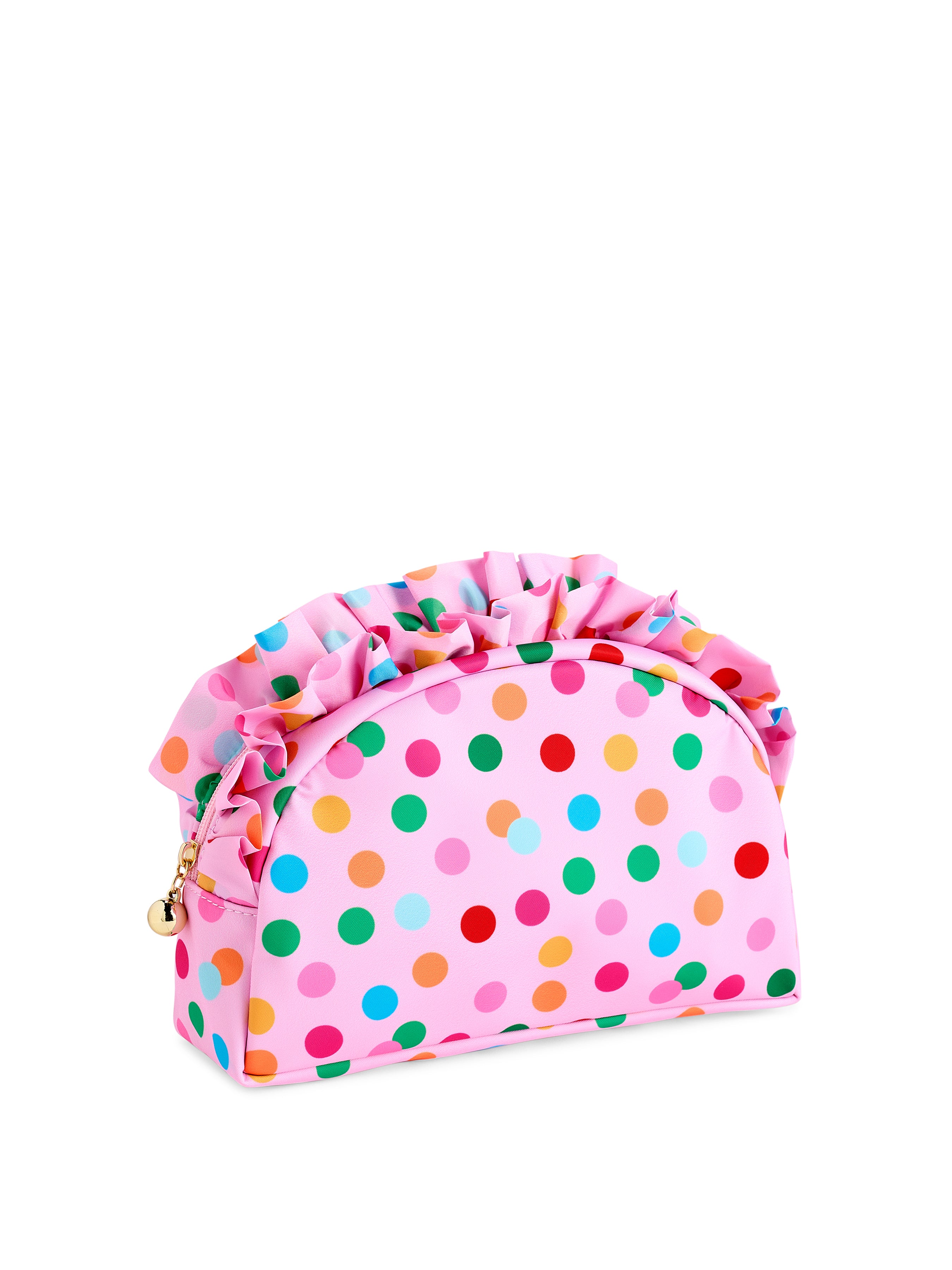 Shiraleah Polka Dot Large Ruffle Zip Pouch, Multi