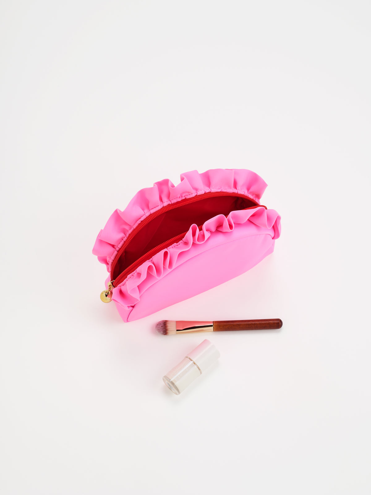 Shiraleah Solid Ruffle Small Zip Pouch, Pink