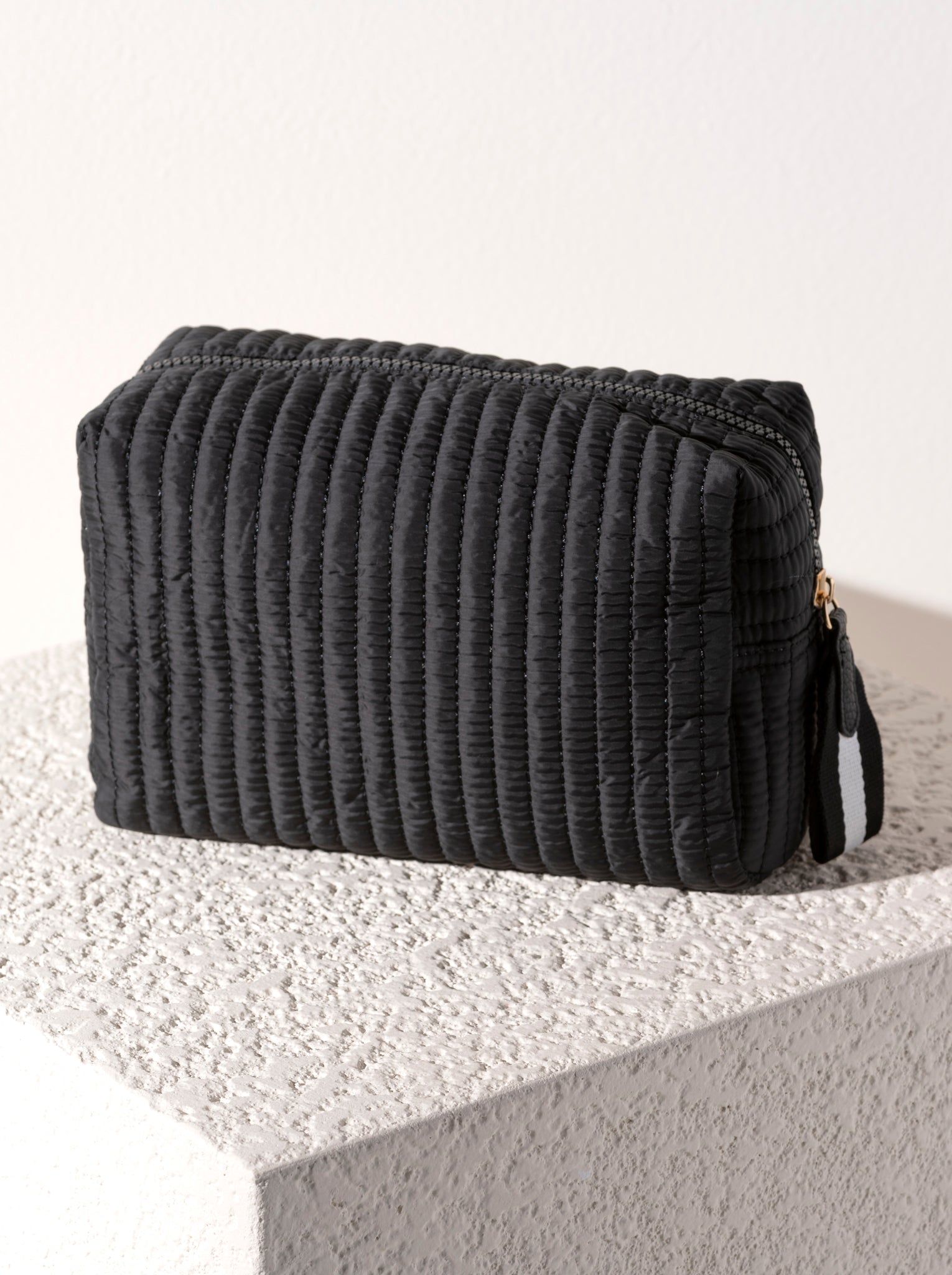 Shiraleah Ezra Large Boxy Cosmetic Pouch BLACK