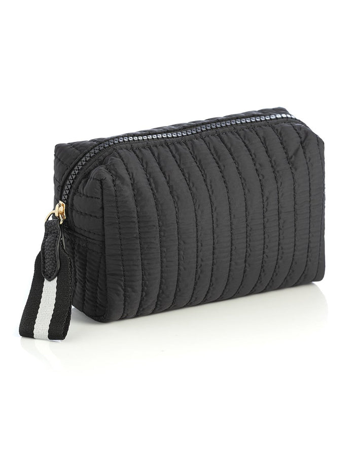 Ezra Small Boxy Cosmetic Pouch - Black | Shiraleah