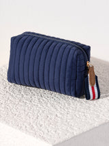 Shiraleah Ezra Quilted Nylon Small Boxy Cosmetic Pouch, Navy