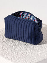 Shiraleah Ezra Quilted Nylon Small Boxy Cosmetic Pouch, Navy