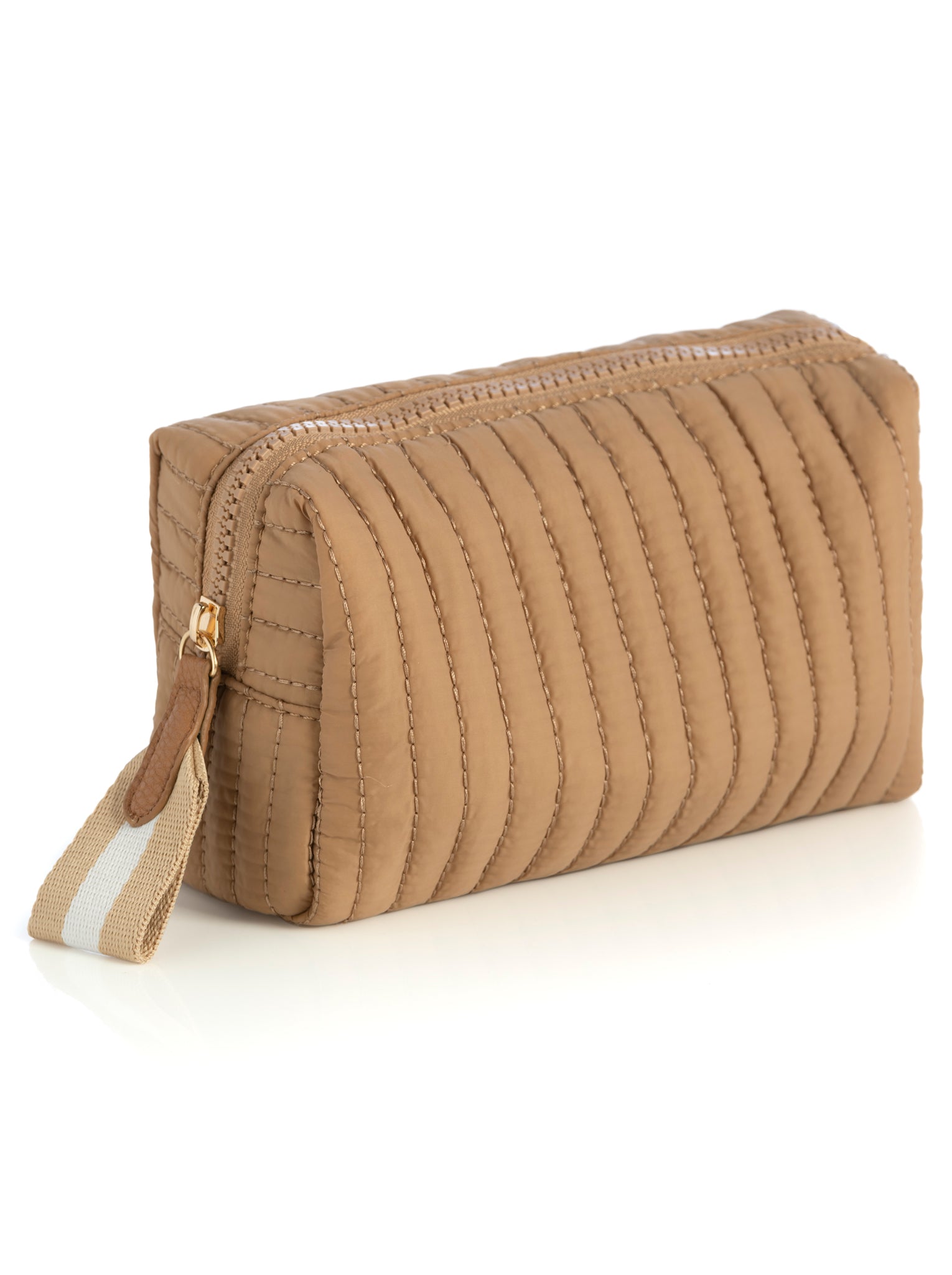 Shiraleah Ezra Small Boxy Cosmetic Pouch TAN