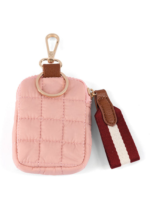 Shiraleah Ezra Quilted Nylon Clip-On Pouch, Blush