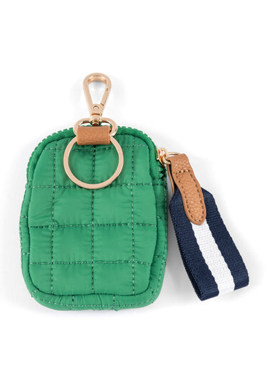 Shiraleah Ezra Quilted Nylon Clip-On Pouch, Green