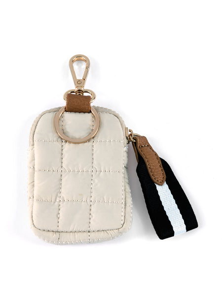 Shiraleah Ezra Quilted Nylon Clip-On Pouch, Ivory