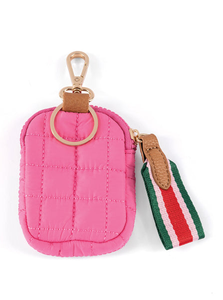 Shiraleah Ezra Quilted Nylon Clip-On Pouch, Pink